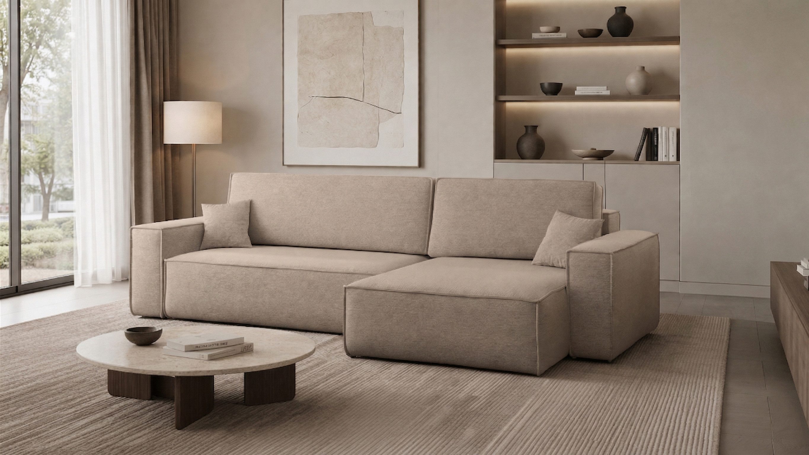 Kaiser Möbel Ecksofa mit schlaffunktion und bettkasten, BEST XL stoff Poso, Quelle, Verita, Mit Bettfunktion und Bettzeugfach