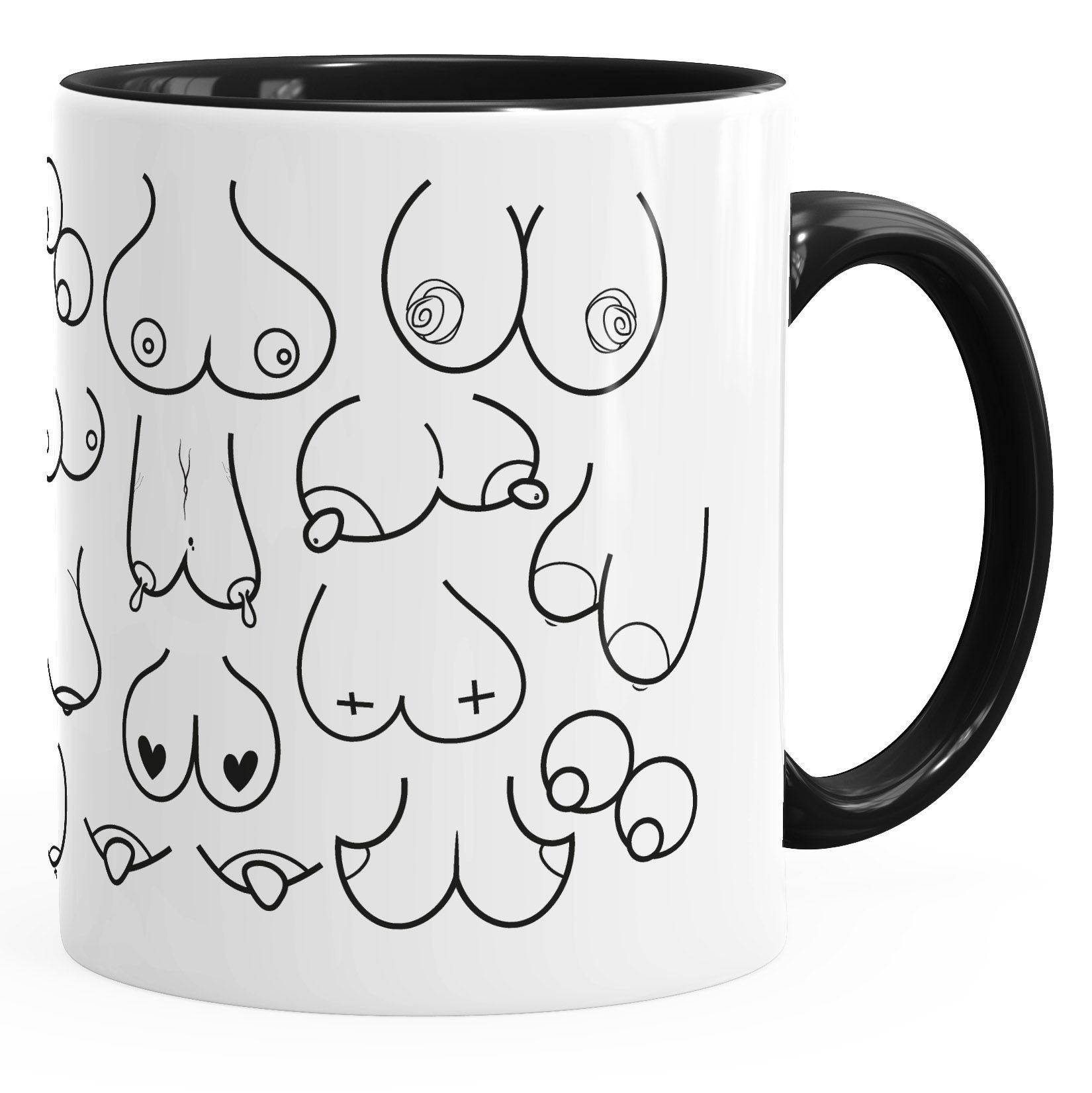 Kaffee-Tasse mit Spruch Während du redest denke ich an Titten Motiv Brüste 