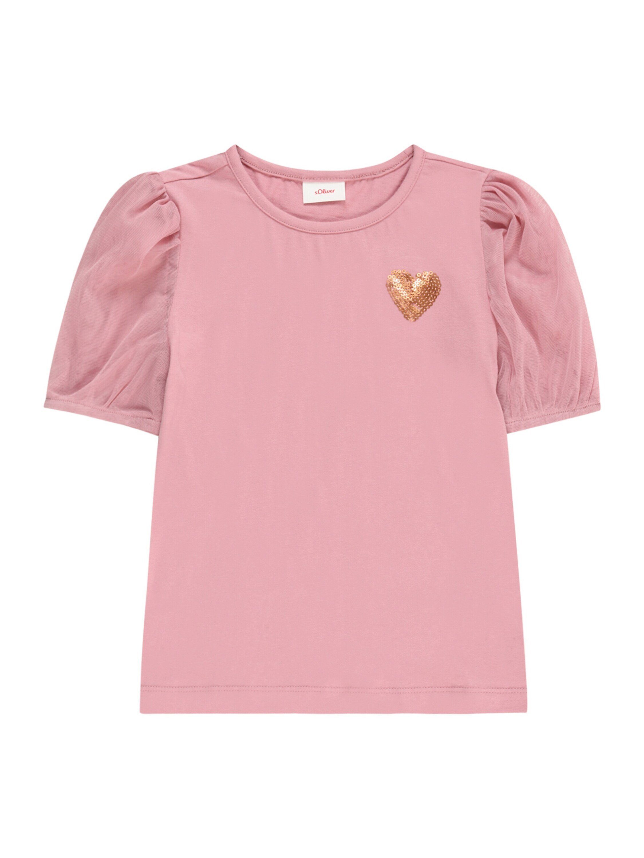 s.Oliver Junior pink Drapiert/gerafft, s.Oliver (1-tlg) Sweatshirt Pailletten