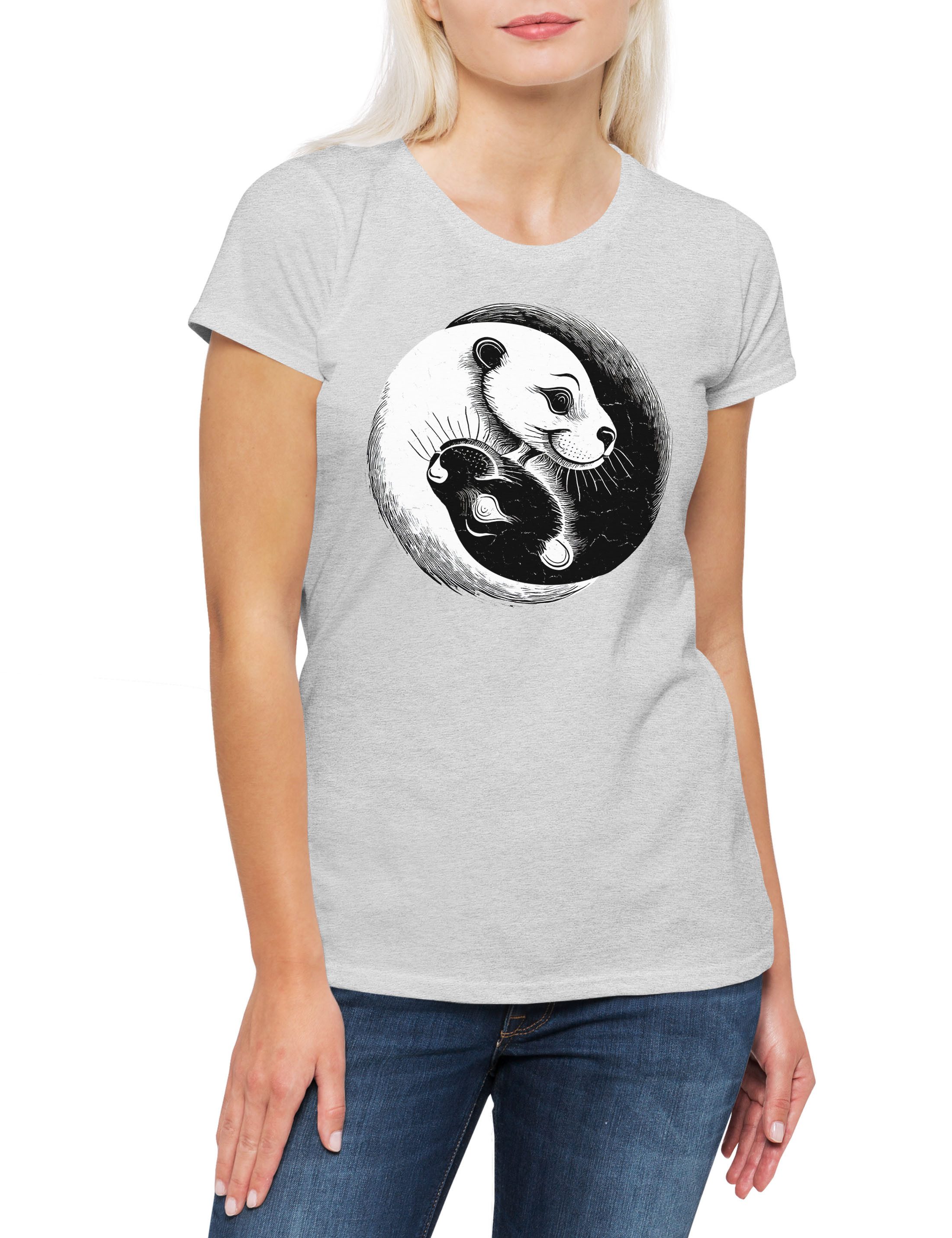 Print-Shirt Otter Yin Yang Damen T-Shirt Space Cute Jin Jang Otters Funny Lover