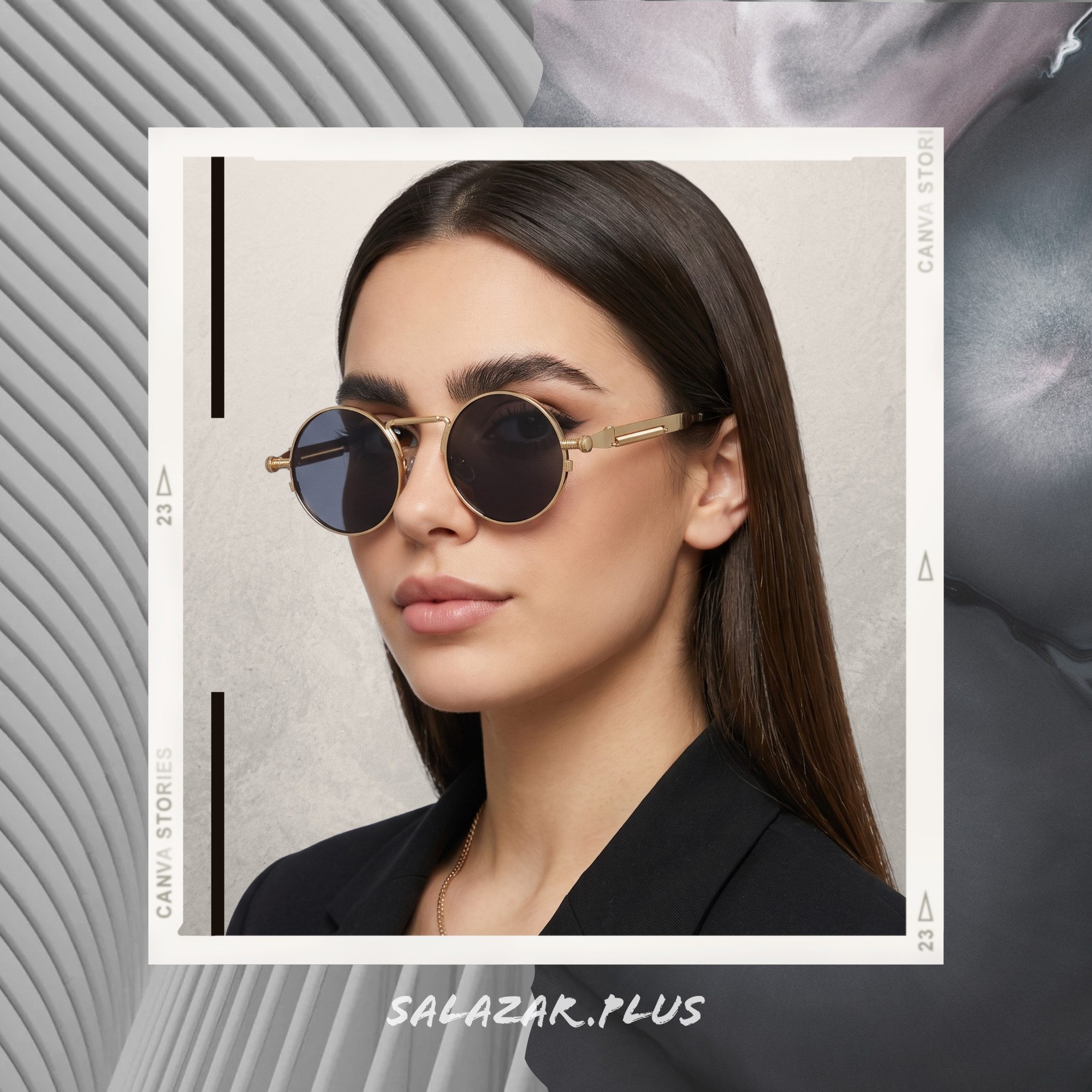 salazar.plus Sonnenbrille Rund Cyberpunk Unisex 4 Farben Damen Herren Brille Retro Runde Cyberpunk Sonnenbrille UV400 Cat.3 – leicht, unisex, 4 Farben – Bild 2 von 5
