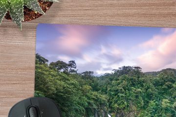 MuchoWow Gaming Mauspad Blick auf einen Wasserfall im fantastischen Regenwald in Costa Rica (1-St), Mousepad mit Rutschfester Unterseite, Gaming, 40x40 cm, XXL, Großes