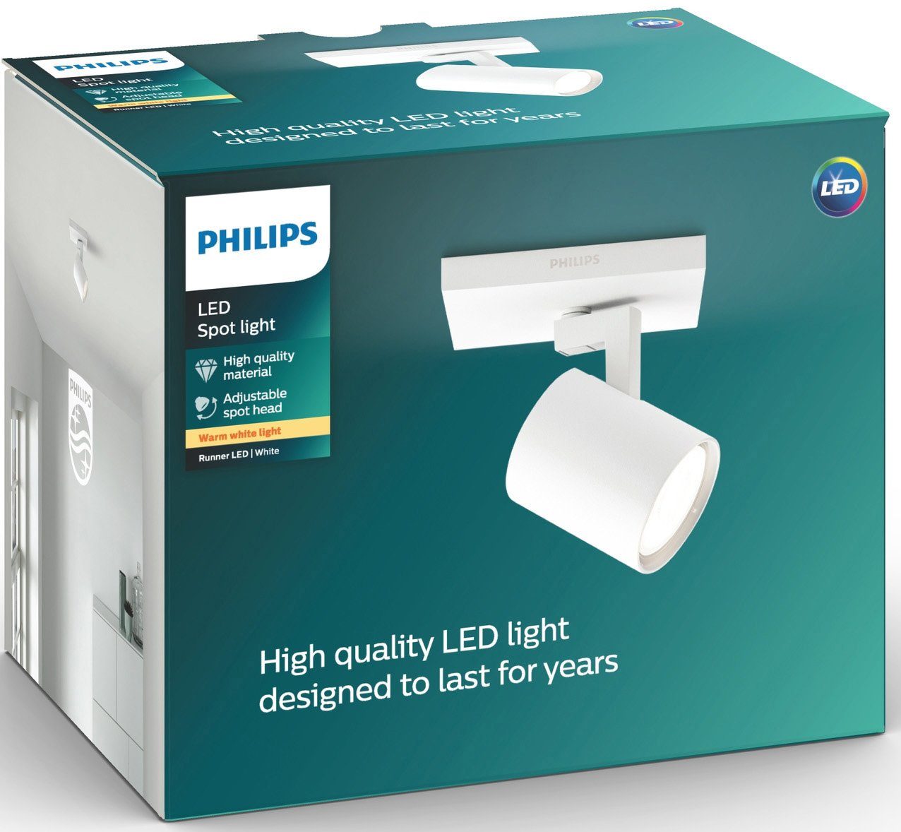 Philips Deckenspot Runner, LED LED Weiß myLiving 230lm, wechselbar, Spot Warmweiß, 1flg