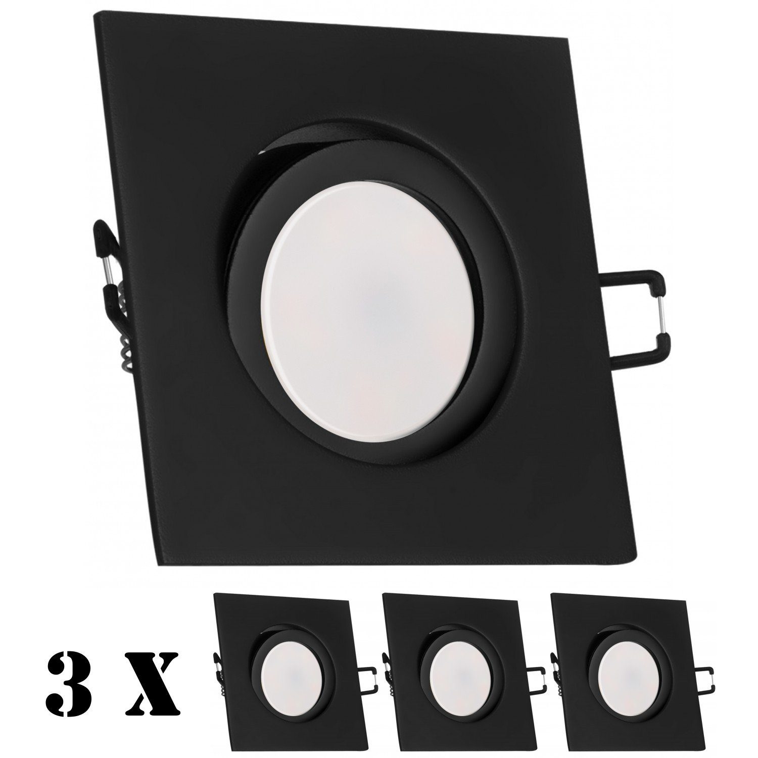 mit LED LED Set Einbaustrahler LEDANDO in flach 5W 3er Einbaustrahler schwarz Leuchtmi extra matt