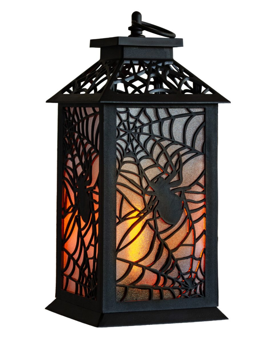 Horror-Shop Подсвечник Halloween Laterne mit Flammeneffekt und Spinne als