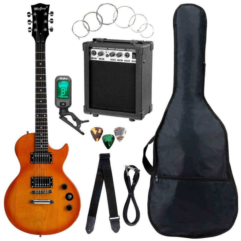McGrey E-Gitarre Rockit elektrische Gitarre, Single Cut, Komplettset 4/4, 8-St., inkl. Verstärker, Tasche, Stimmgerät, Plektren, Gurt und Kabel, 10 Watt (RMS) Gitarrenverstärker inklusive!