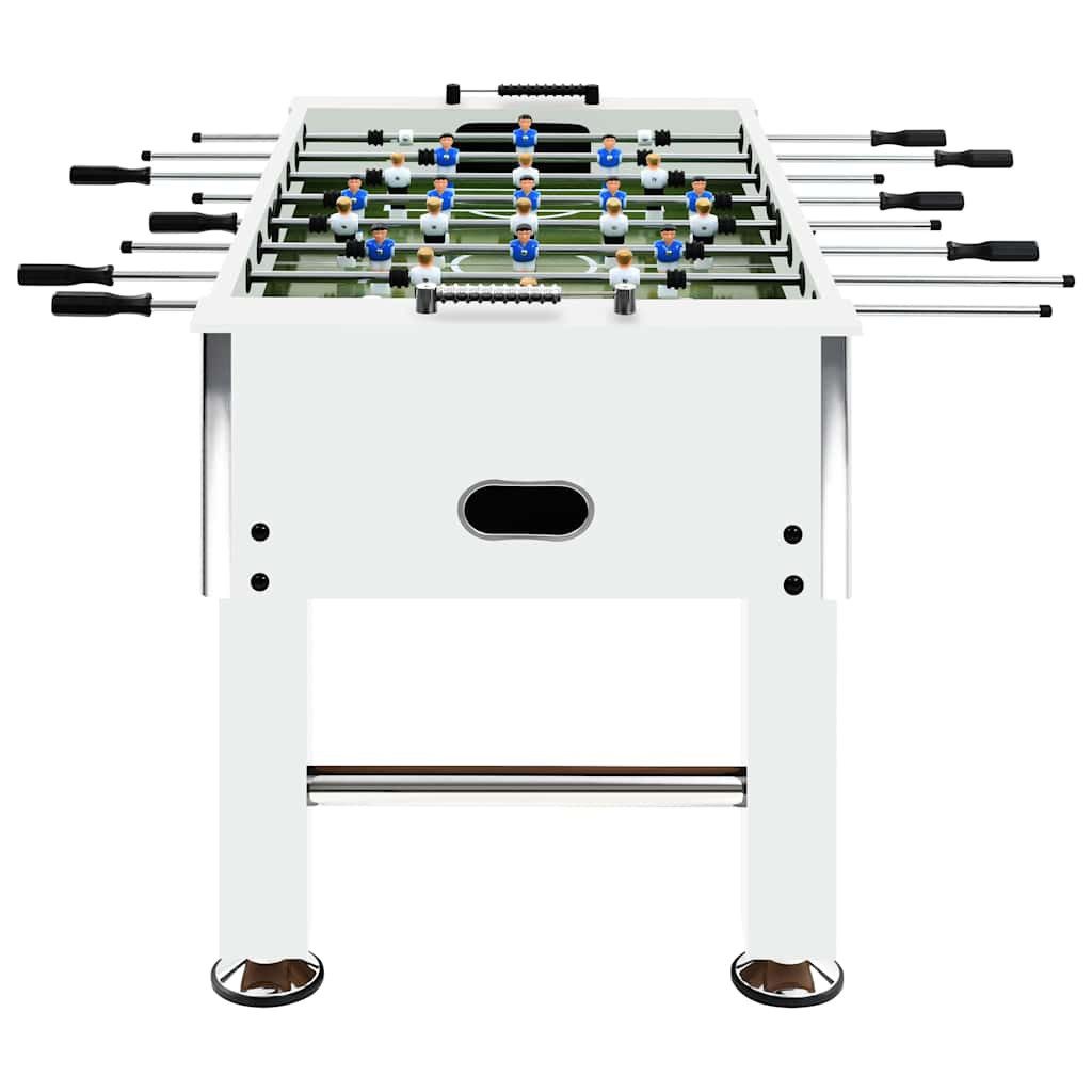 furnicato Tischfußballspiel Kickertisch 140 x 74,5 x 87,5 cm in Weiß für spannende Spiele, Fußballspieltisch mit höhenverstellbaren Füßen und Anti-Rutsch-Griffen