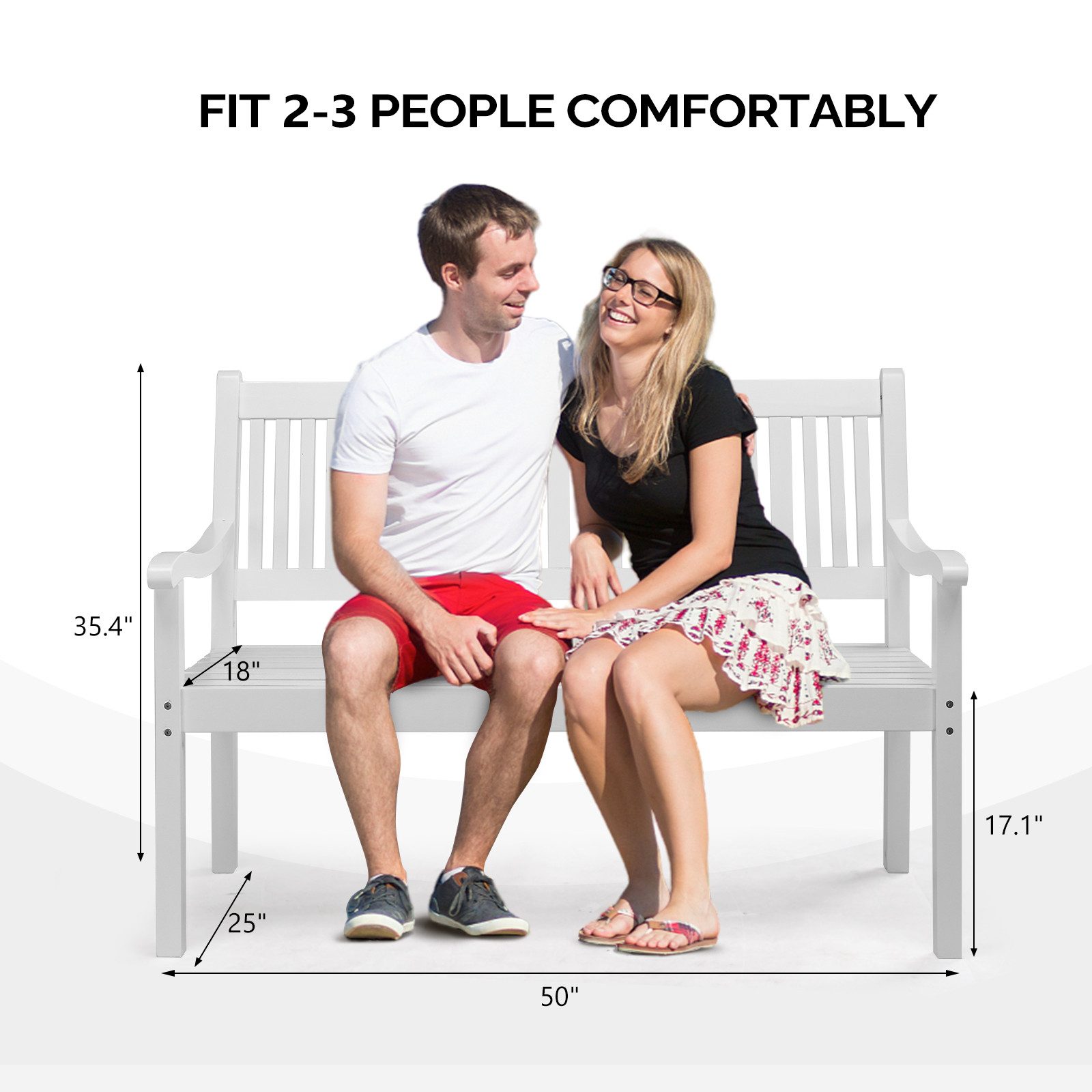 VINGLI Bank Gartenbank aus Massivholz, 2-3 Sitzer, Wetterfest, ohne Rad/ mi günstig online kaufen