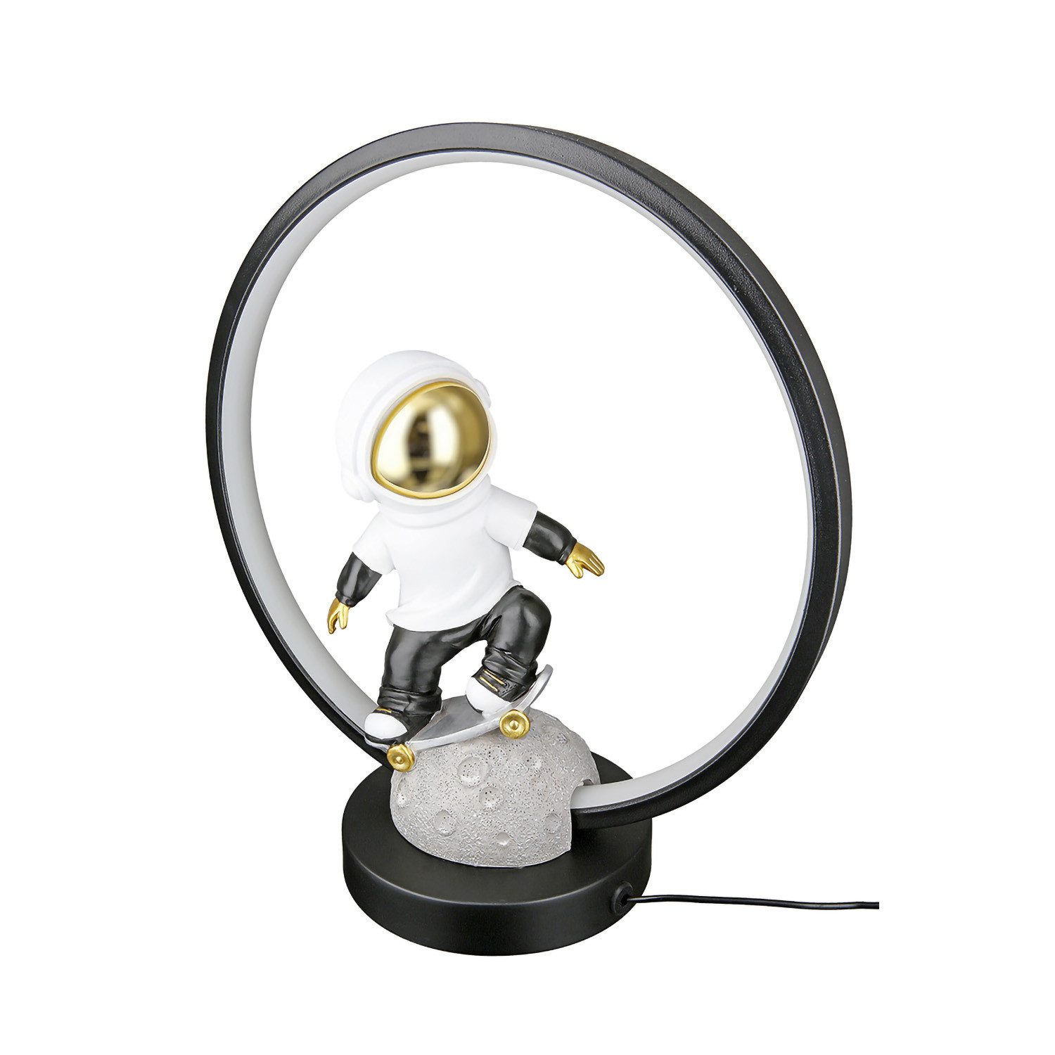 GILDE Tischleuchte APOLLO Leuchte(LED) - grau,schwarz - Kunstharz - Höhe 33cm - Astronaut, Tischlampe - Schreibtischlampe - Nachttischlampe