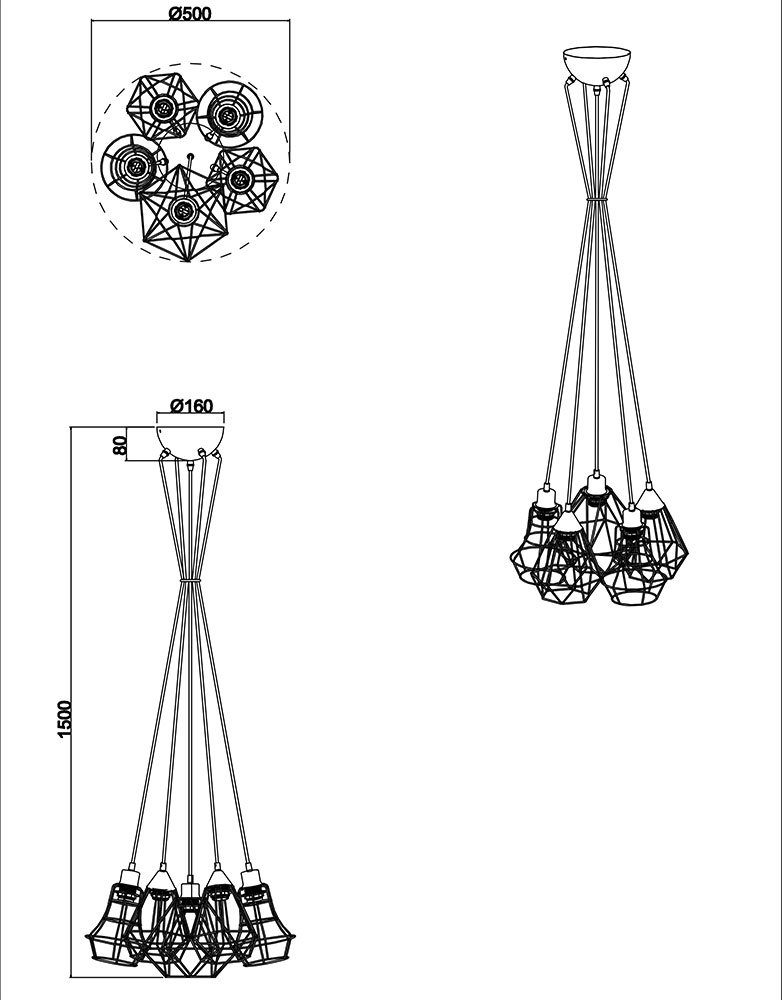 Vintage etc-shop inklusive, Pendelleuchte nicht Esszimmerlampe Gitter Pendelleuchte, Leuchtmittel Hängeleuchte