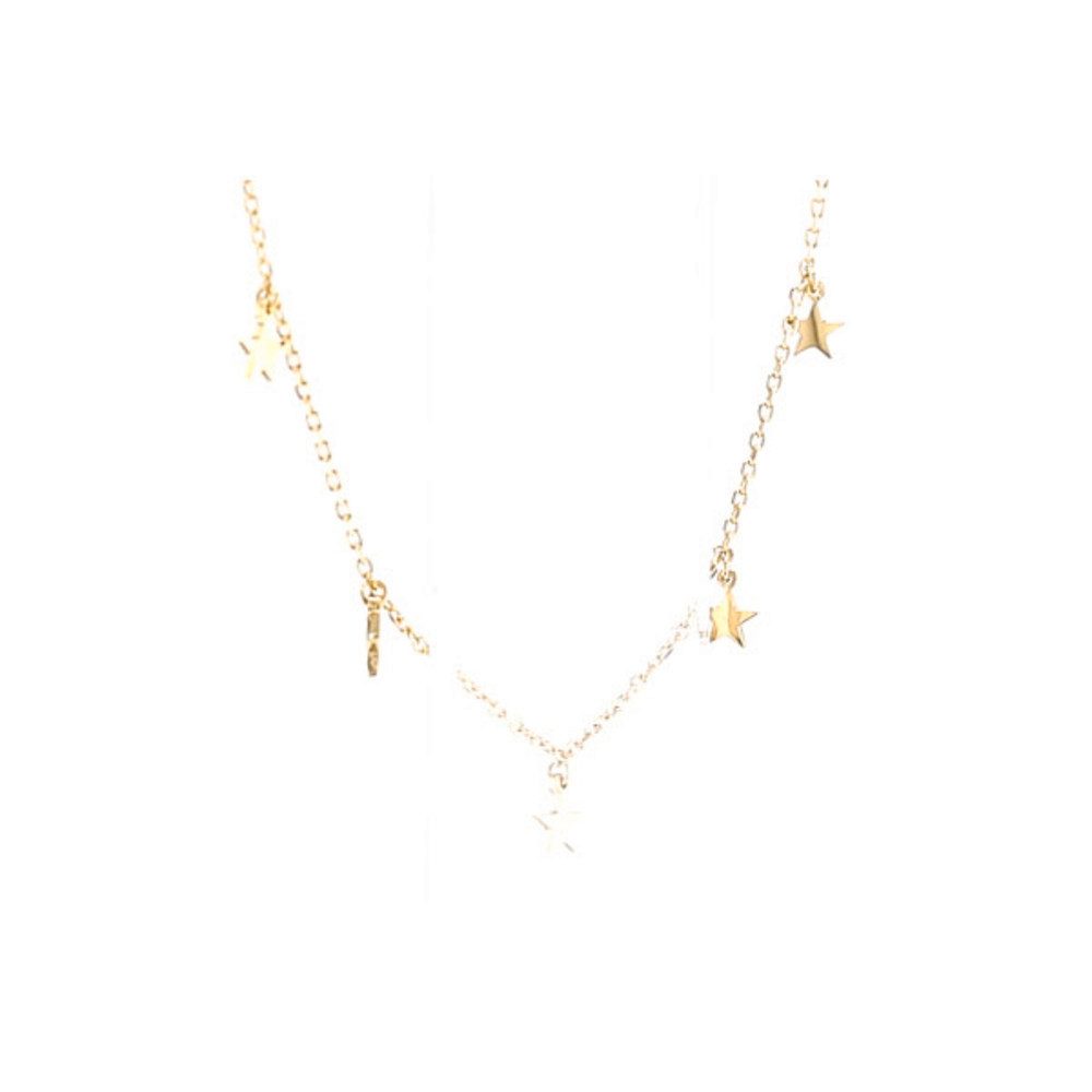 Cavill Silberkette Silbercollier 925 vergoldet mit Stern-Anhänger, 45,5-49,5 cm (1-tlg)