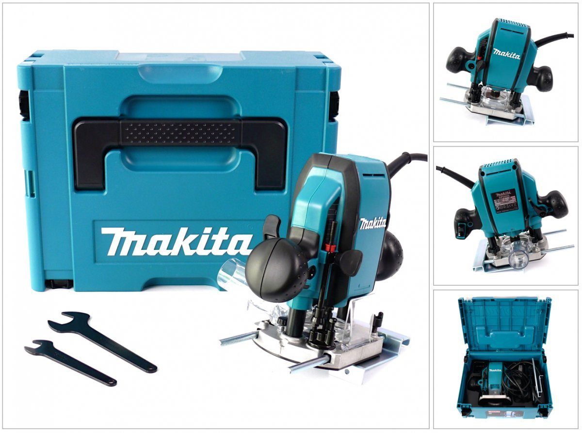 Makita Oberfräse RP 0900 J - 900 Watt Oberfräse 8 mm im MAKPAC Systemkoffer