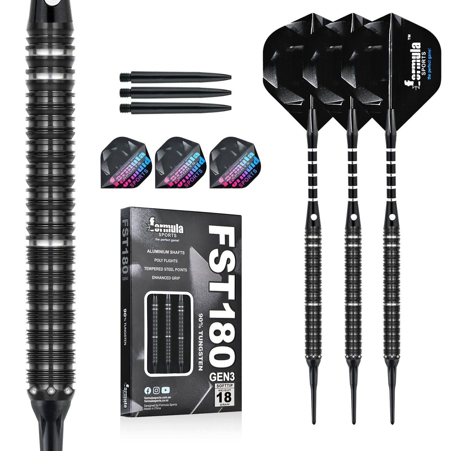 Formula Sports Dartpfeil GEN3 90% Wolfram Soft Tip 18g Softdarts, in zwei Farbvarianten auswählbar