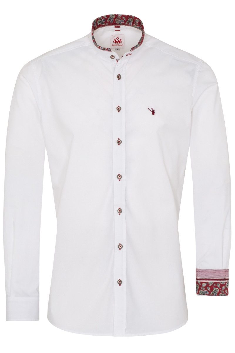 Spieth & Wensky Trachtenhemd Trachtenhemd - SILAS - weiß/dunkelblau, weiß/dunkelrot, weiß/tanne