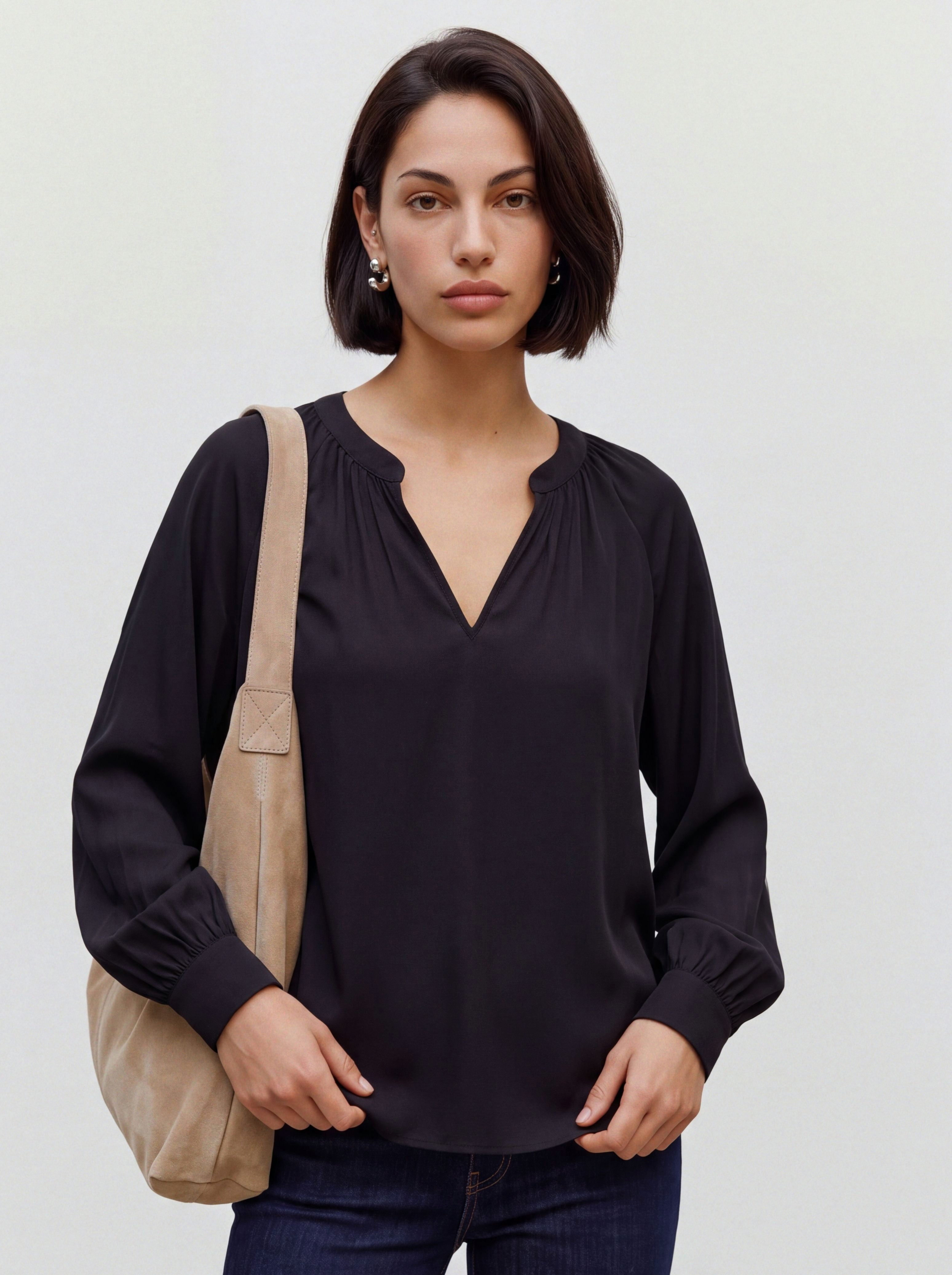 Vero Moda Langarmbluse VMLOUISA LS TOP WVN NOOS Viskosemischung, loose fit