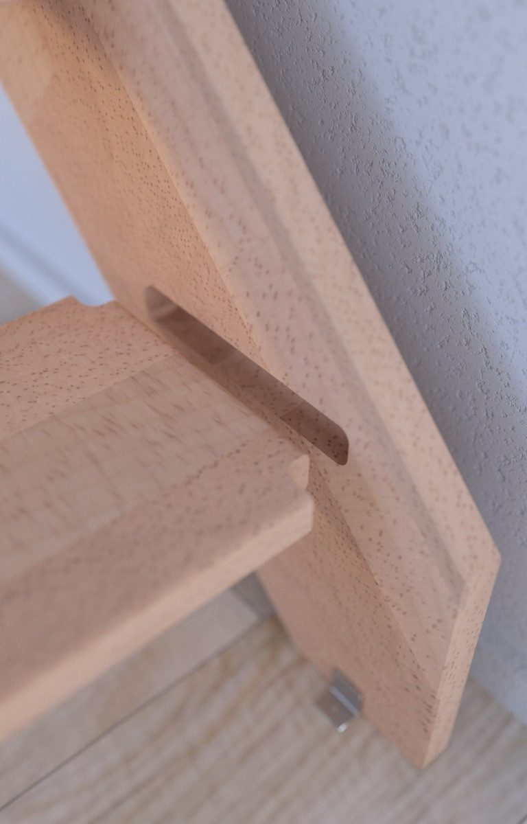 Starwood Raumspartreppe Raumspartreppe Buche 3000 mit Holz-Edelstahl Geländer in weiß rechts