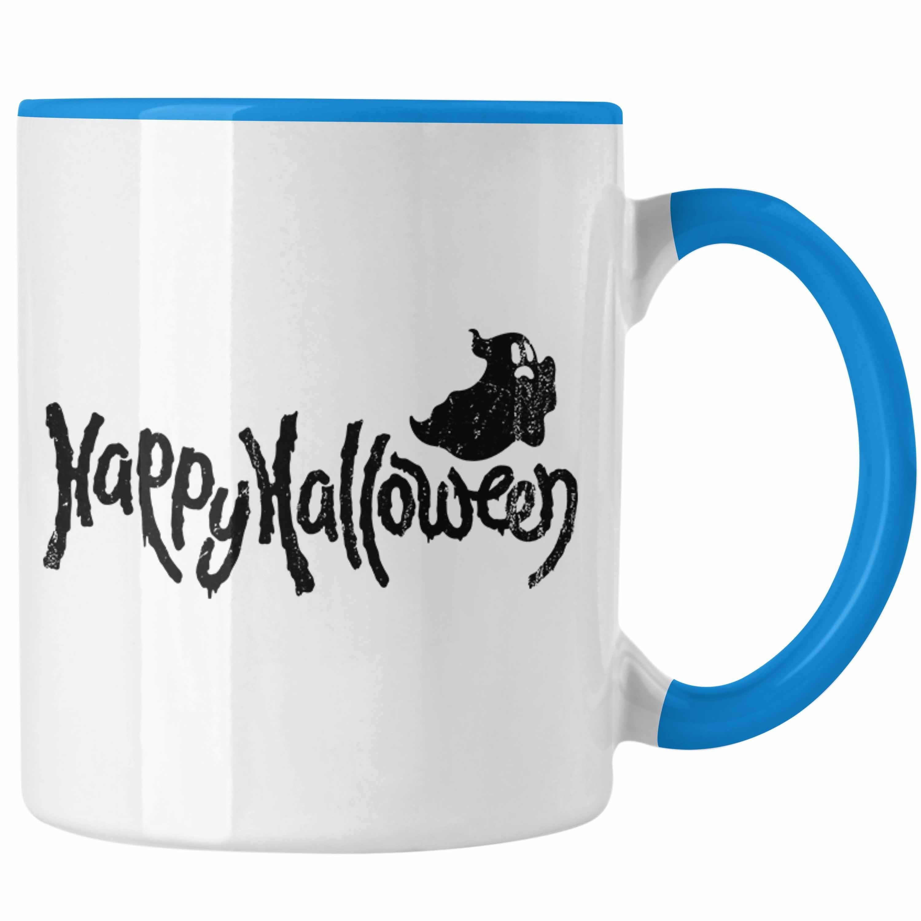 Trendation Tasse Tasse Dekoration Halloween Grafi Happy Geister Becher Halloween Kürbis Blau