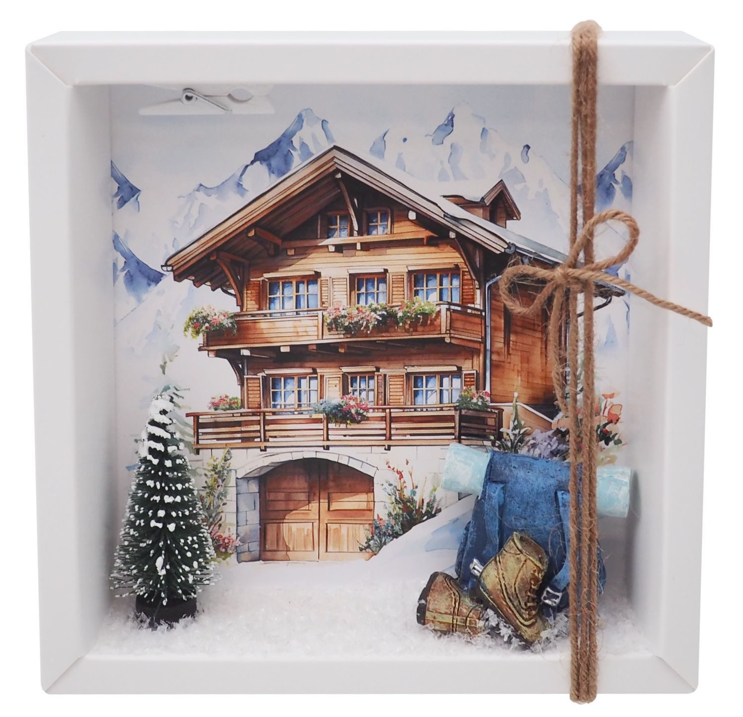 ZauberDeko Geschenkbox Geldgeschenk Wandern Schnee Winterurlaub Rucksack Reise Berghütte