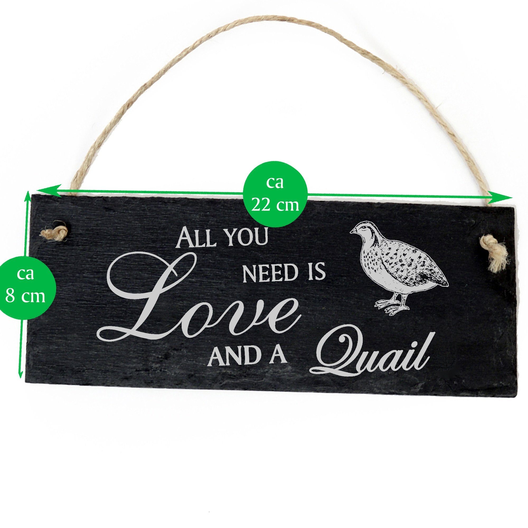 Dekolando Hängedekoration a 22x8cm Quail Love Wachtel you All is need and