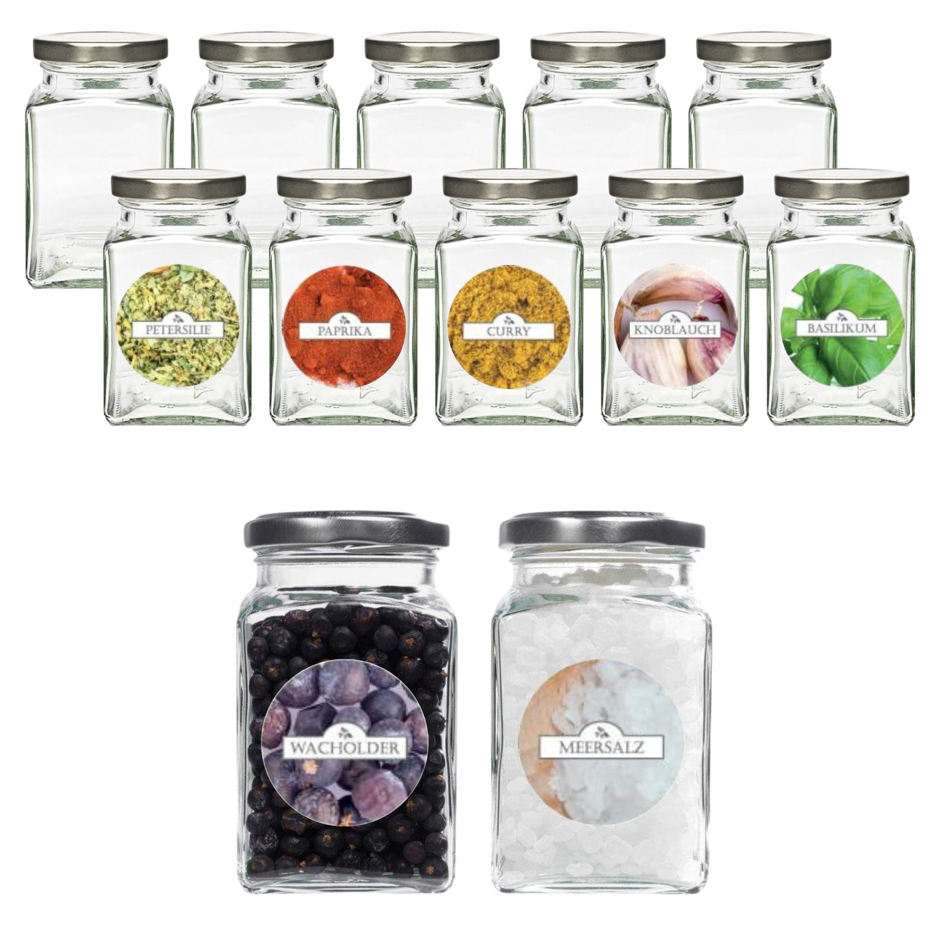 mikken Gewürzbehälter 12er Set Gewürzgläser 260 ml mit Blueseal Deckel, (Sp günstig online kaufen