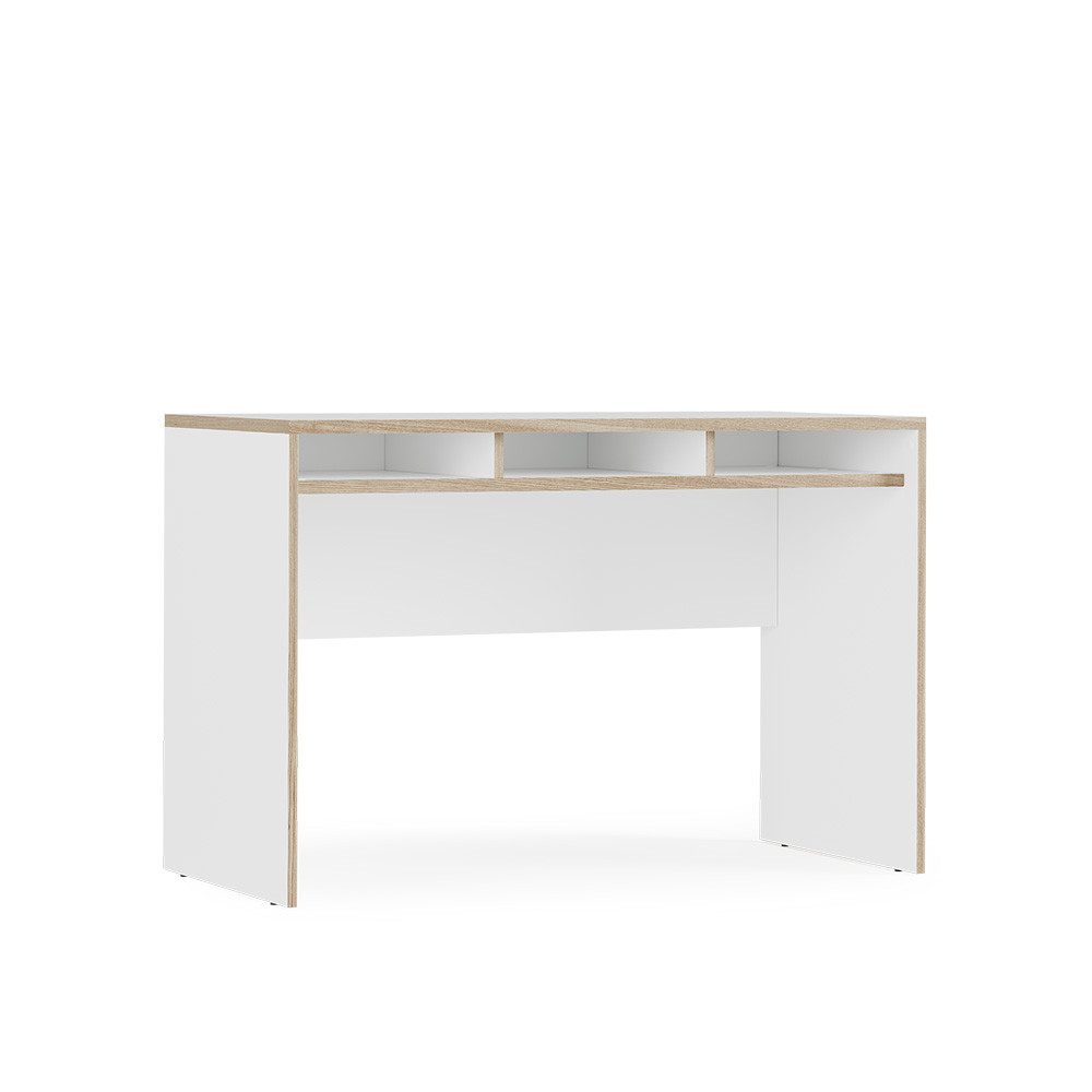 Vicco Schreibtisch Tetrix, Weiß/Nordik, 112 x 55 cm mit 3 Fächern