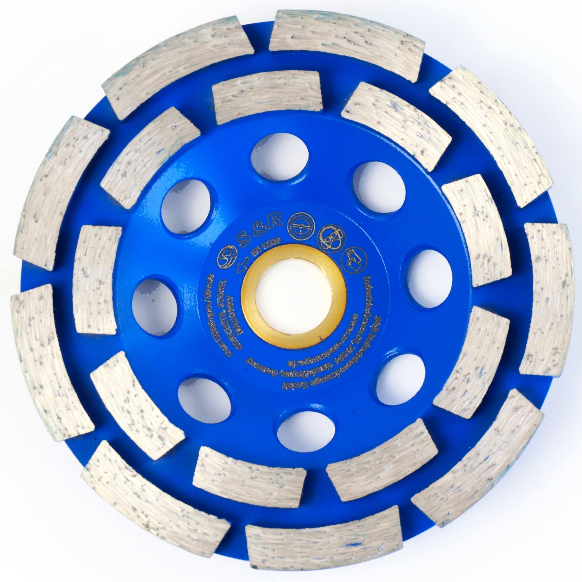S&R Schleifscheibe Diamantschleiftopf, 115mm / 4.5' (115X22.2/15.88mm, 2-reihig, (1 St), für Beton, Stein, Mauerwerk, mit Reduzierring, für Winkelschleifer
