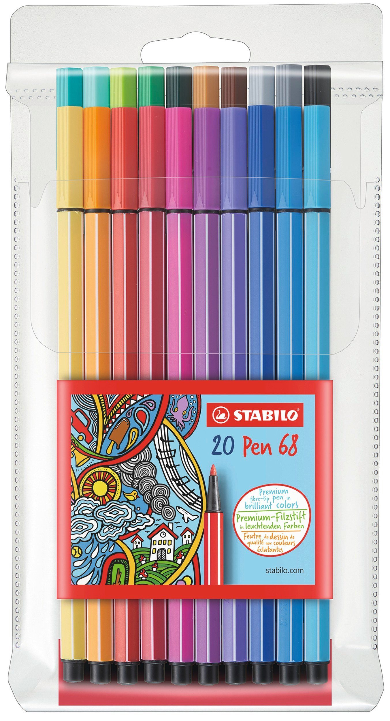 STABILO Faserstift Stift STABILO Pen 68 20-er Etui Fasermaler