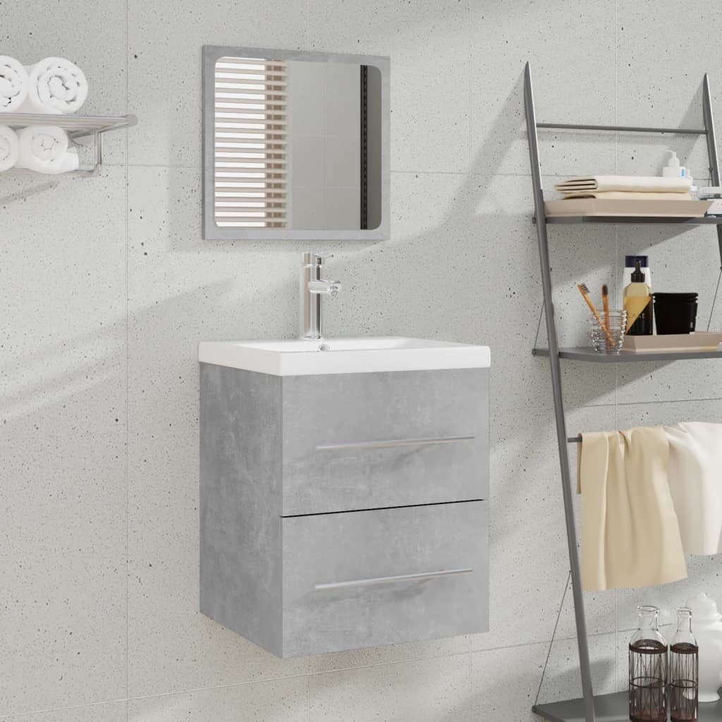 kaufe jetzt! vidaXL Badezimmer-Set Betongrau (1-St) cm, mit Badschrank 41x38,5x48 Spiegel