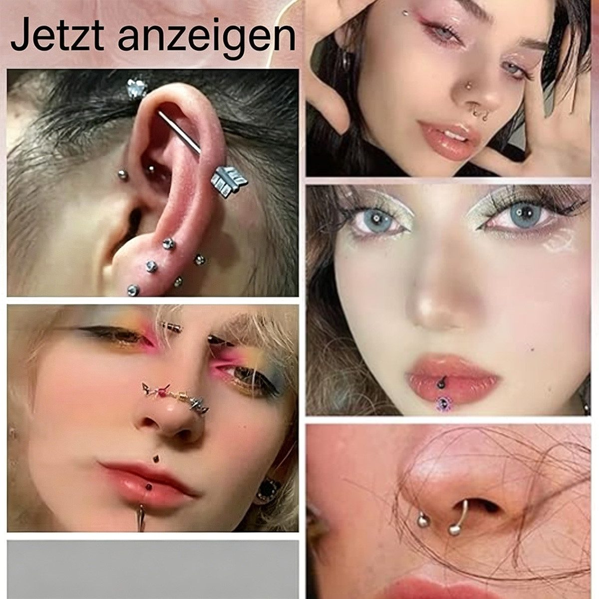 HoyoLee Piercing-Set 140Pcs Piercing Kit mit 14G & 16G Edelstahlnadeln und Acrylschmuck (140-tlg)