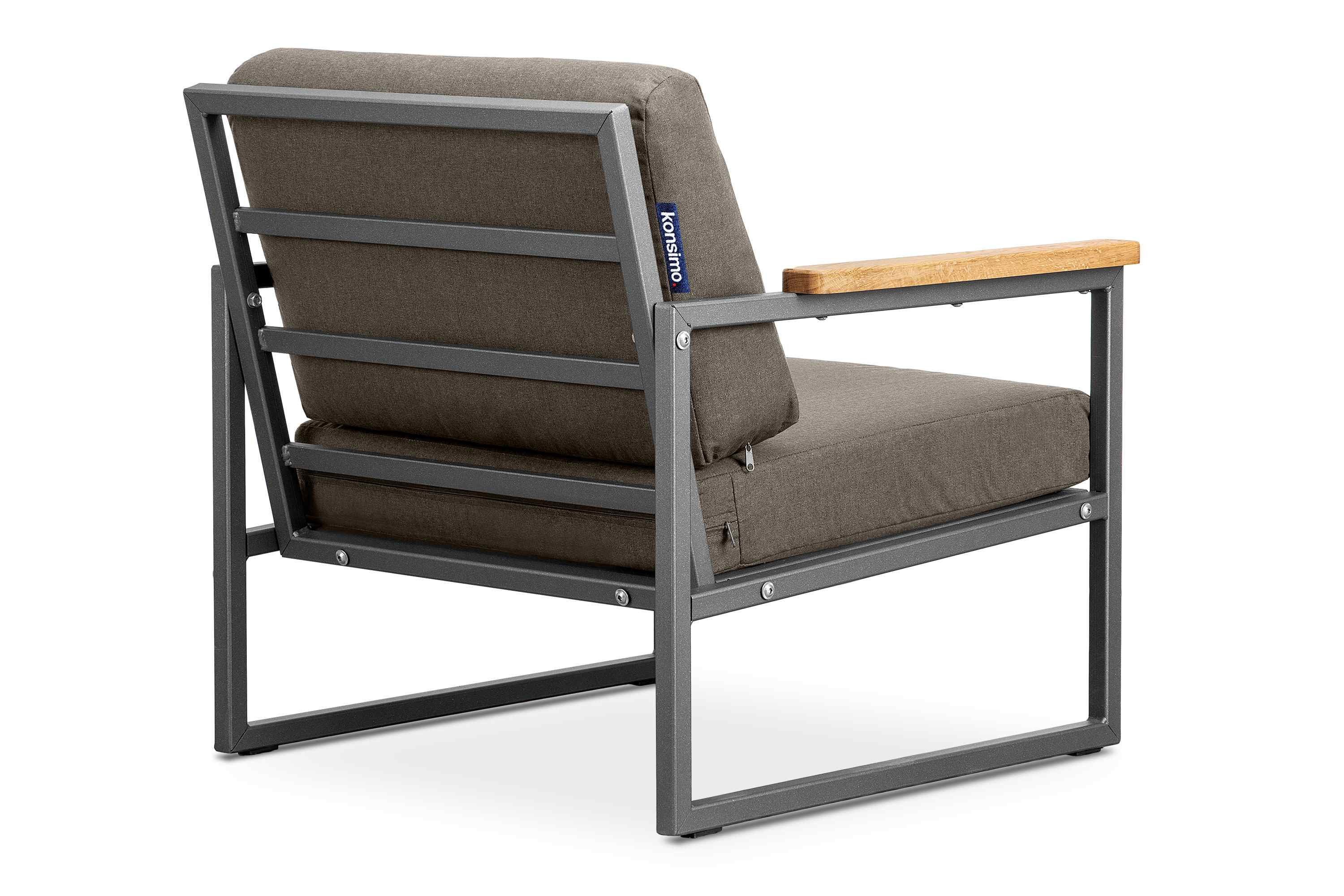 Konsimo Gartensessel TRIBO Europe Sessel), (1x UV-Beständigkeit, geölter schmutz- Made aus Eiche, und anthrazit/beige Handläufe Gartensessel wasserabweisend, in