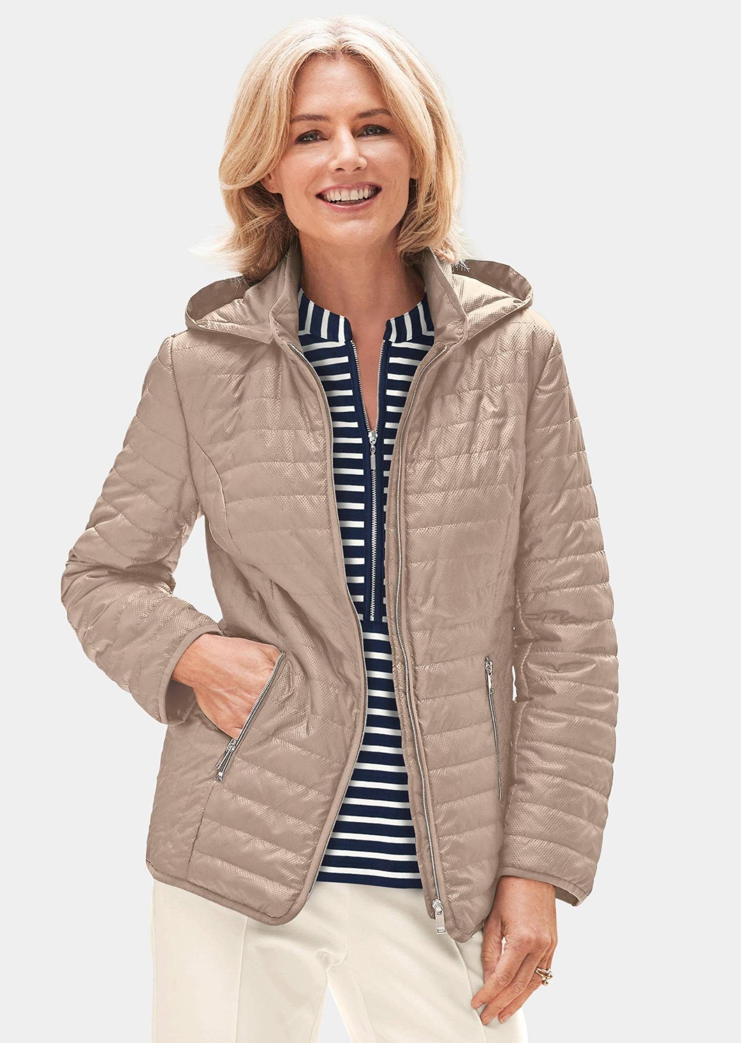 GOLDNER Steppjacke Leicht strukturierte Outdoorjacke hellbeige