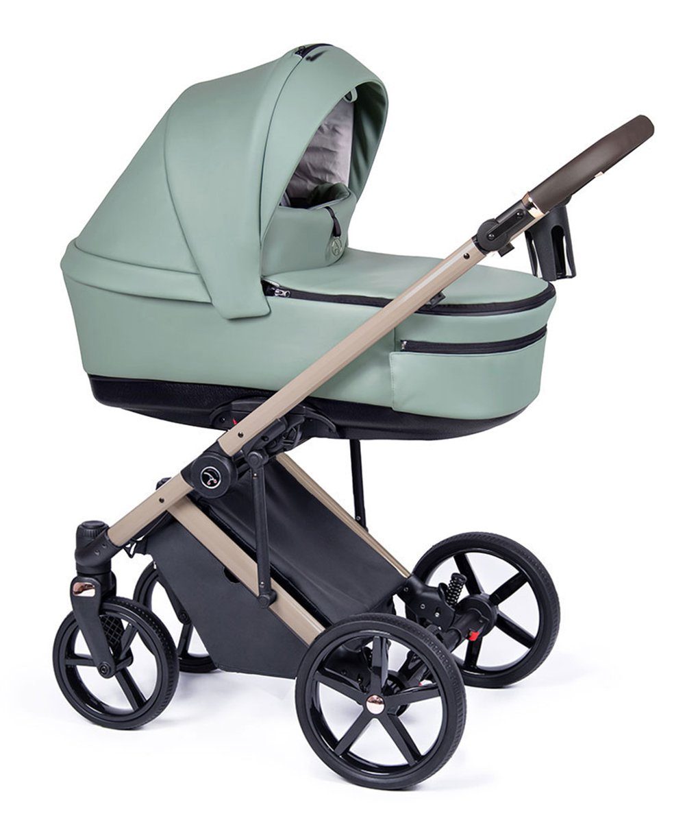 3 in Fado Teile Kombi-Kinderwagen Designs 15 - beige - 1 Grün in = Kinderwagen-Set Gestell Eco 21 babies-on-wheels