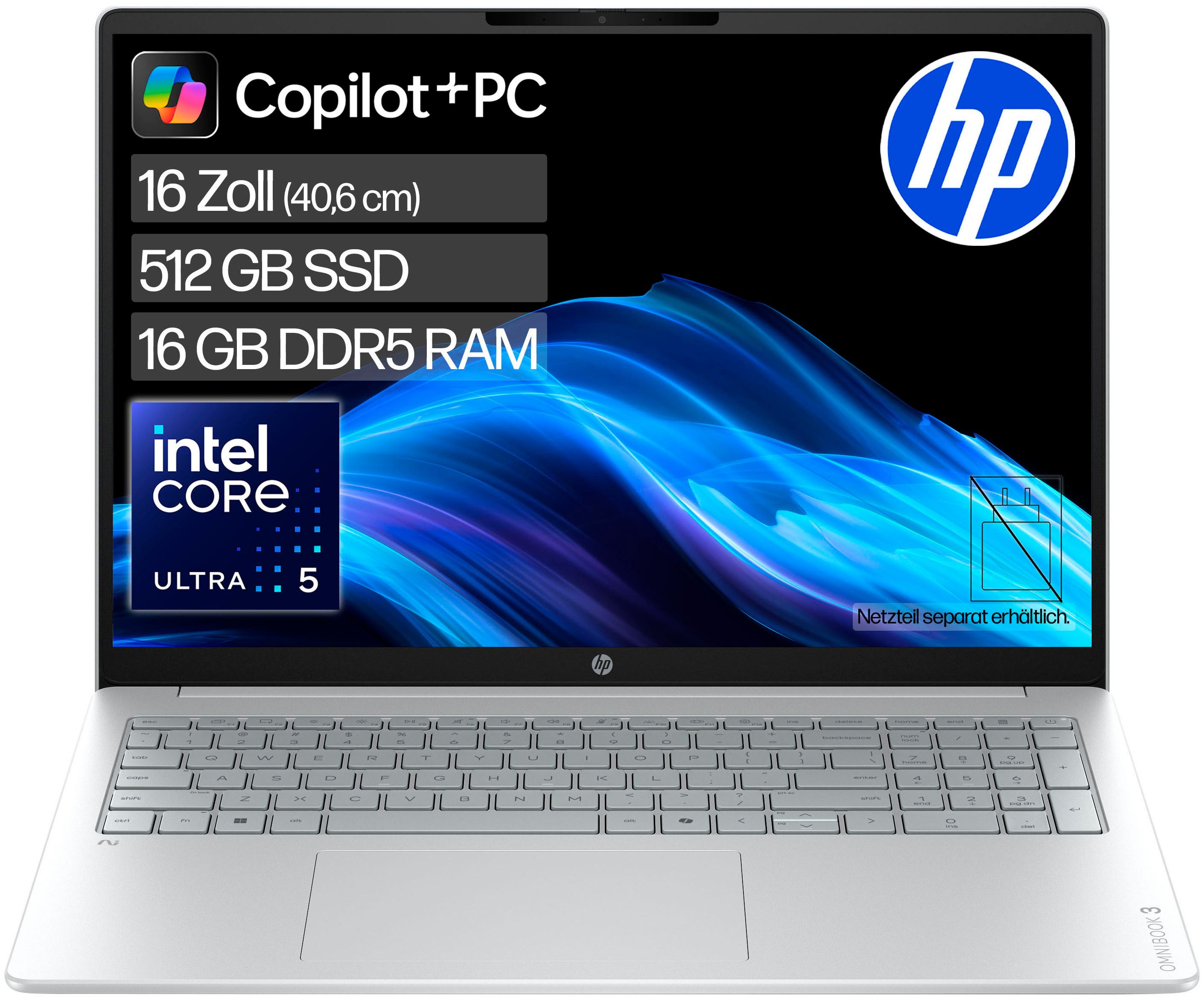 HP OmniBook 3 16-bs0050ngx Notebook (40,6 cm/16 Zoll, Intel Ultra 5 325, Intel Graphics, 16 GB, 512 GB SSD)