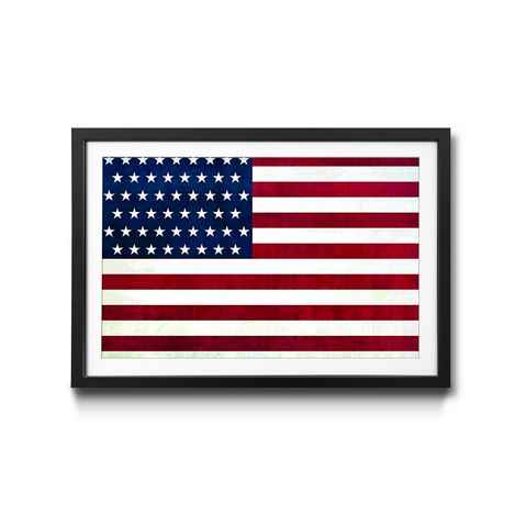 WandbilderXXL Bild mit Rahmen USA, Flagge, Wandbild, in 4 Größen erhältlich