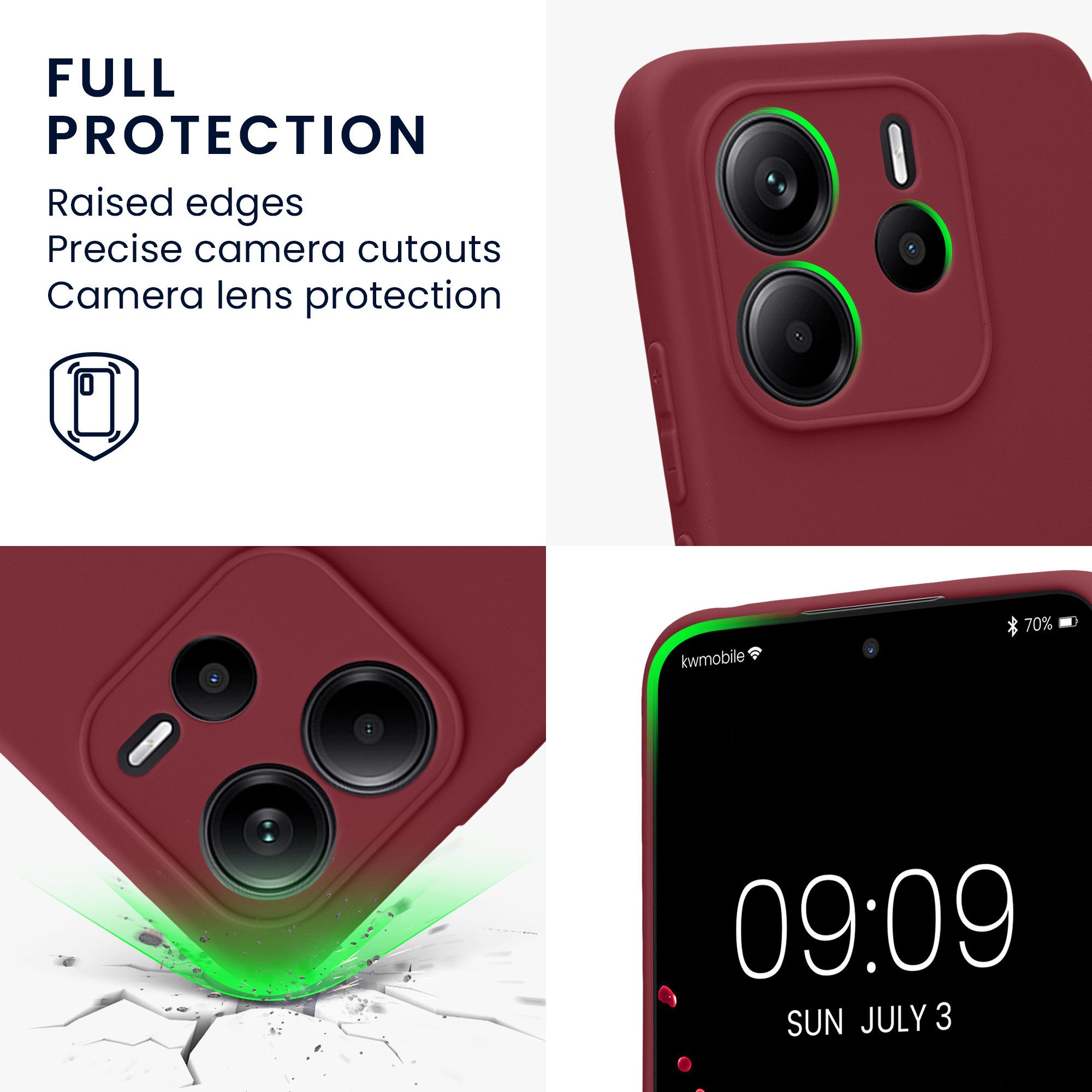 kwmobile Handyhülle Handyhülle für Xiaomi Redmi Note 14 4G (Nicht für 5G) Hülle, Weiches Handy Silikon Case - Schutzhülle Cover
