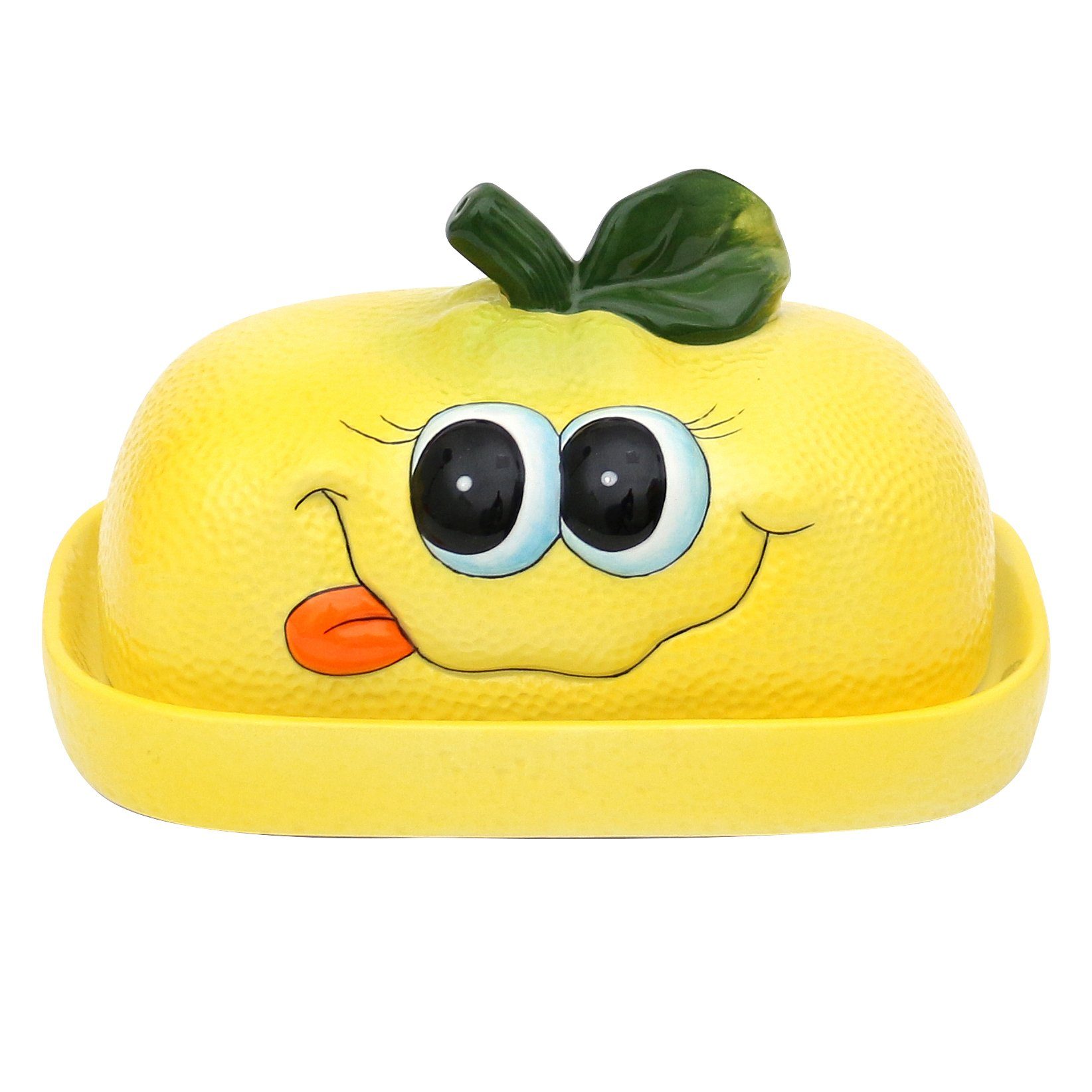 Dekohelden24 Butterglocke Keramik Butterdose als Zitrone in gelb,(1-tlg)