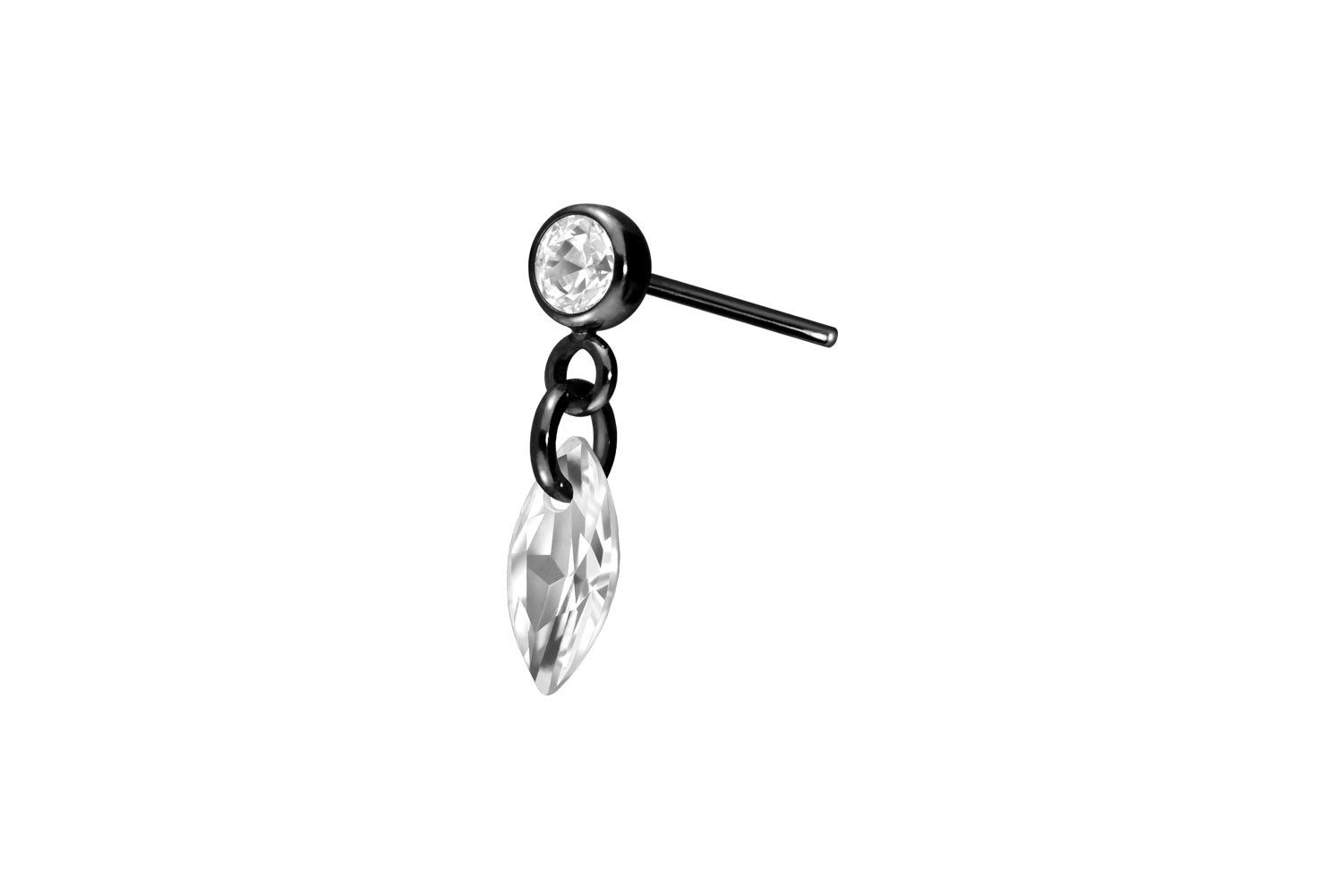 Piercing-Set Titan Aufsatz mit Push Pin KRISTALLOVAL