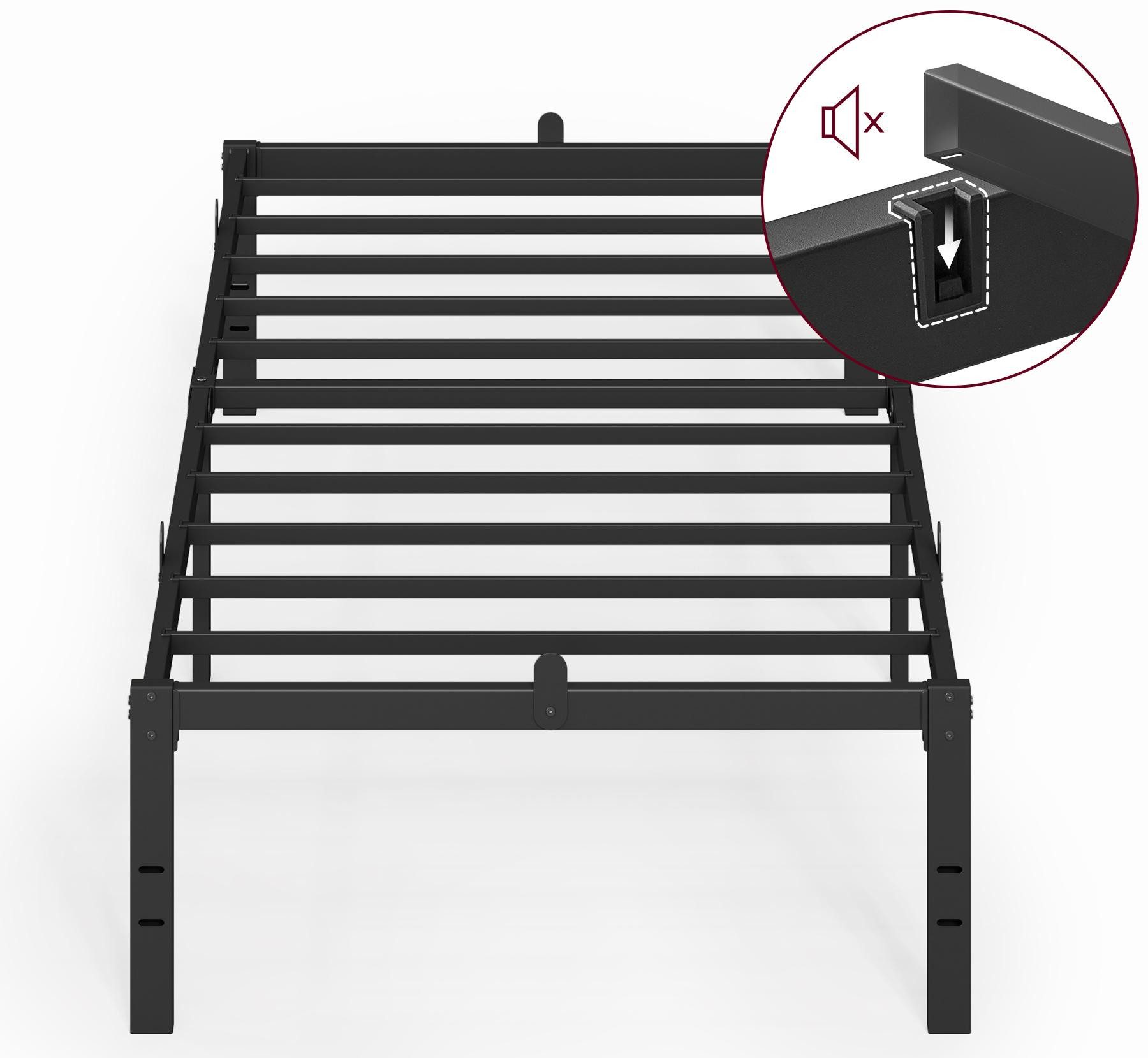 VASAGLE Bettgestell (90 x 200 cm, 40.6 cm H, geräuscharm), Metallbett, Bettrahmen, hochtragfähig, mehrfachgrößen-Option