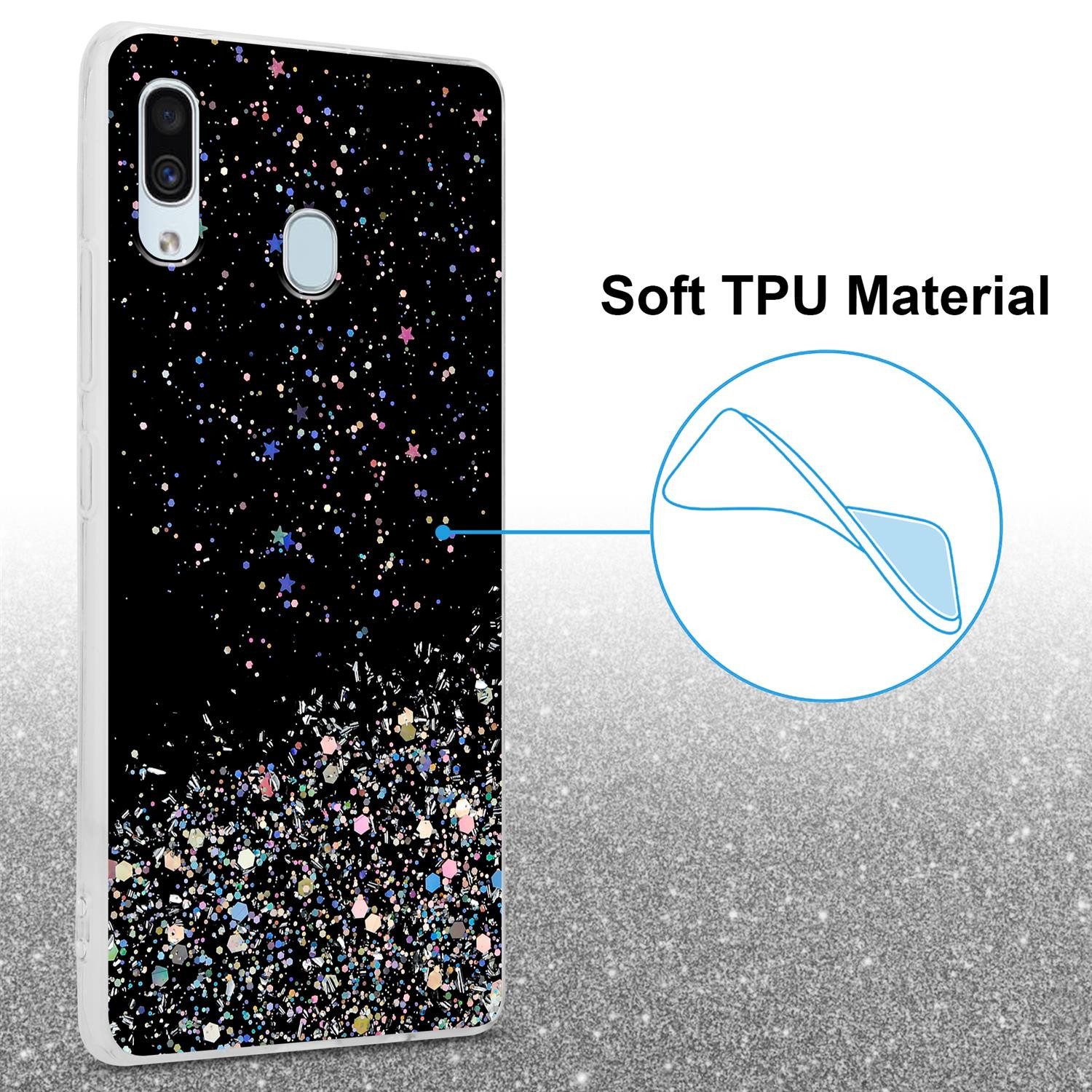 Cadorabo Handyhülle für Samsung Galaxy A40 Hülle Samsung Galaxy A40, Flexible TPU Silikon Handy Schutzhülle - Hülle - mit Glitzer