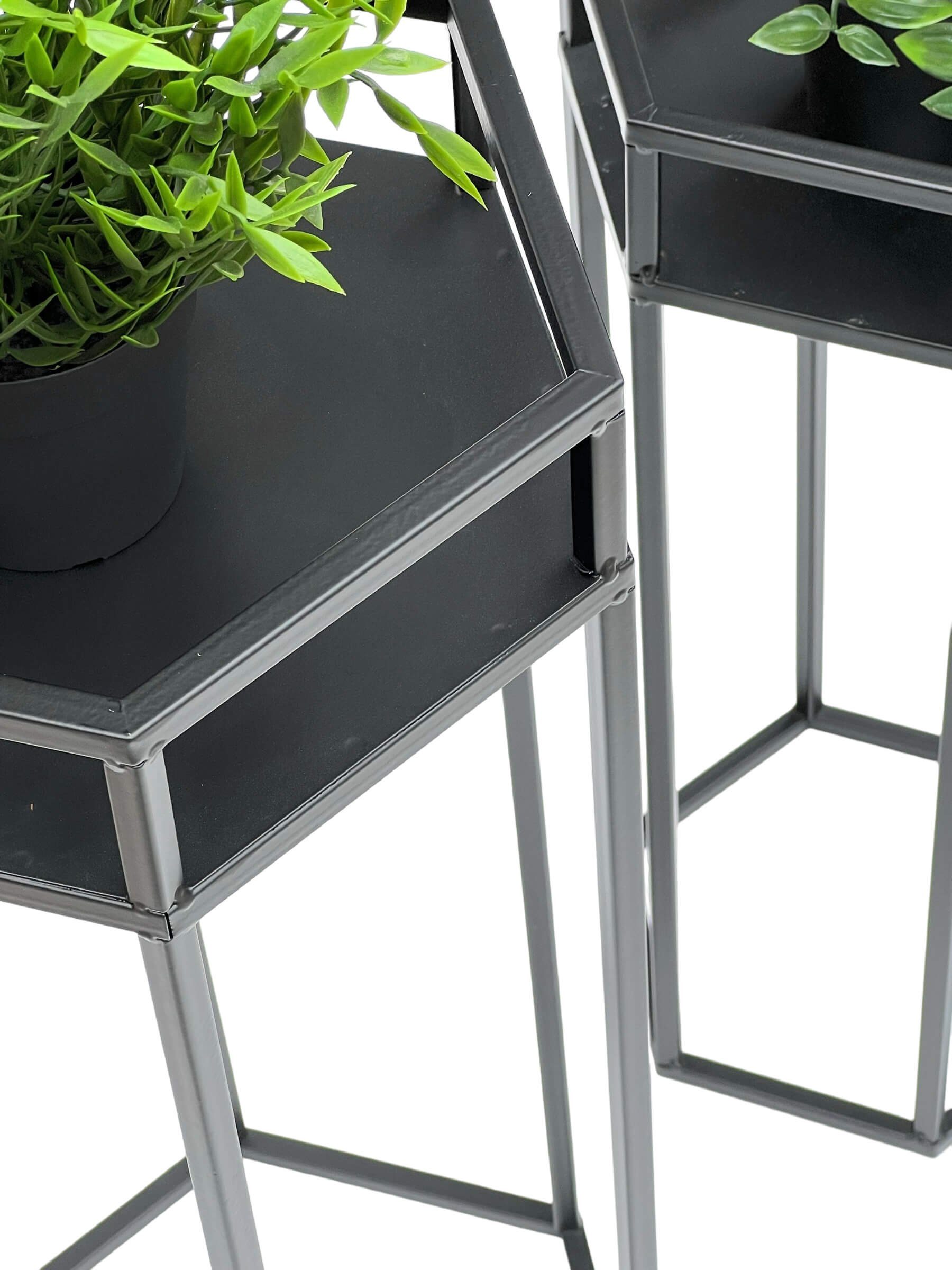 DanDiBo Blumenhocker Metall Schwarz 6eck Blumenhocker 96453 2er Set