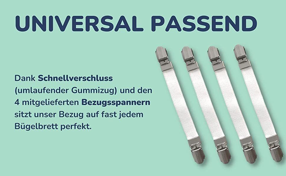 Bügeltischbezug, universal für bis und Breite, Grau 45cm passend riijk Zubehör Bügelbrettbezug 125cm Länge universal passend