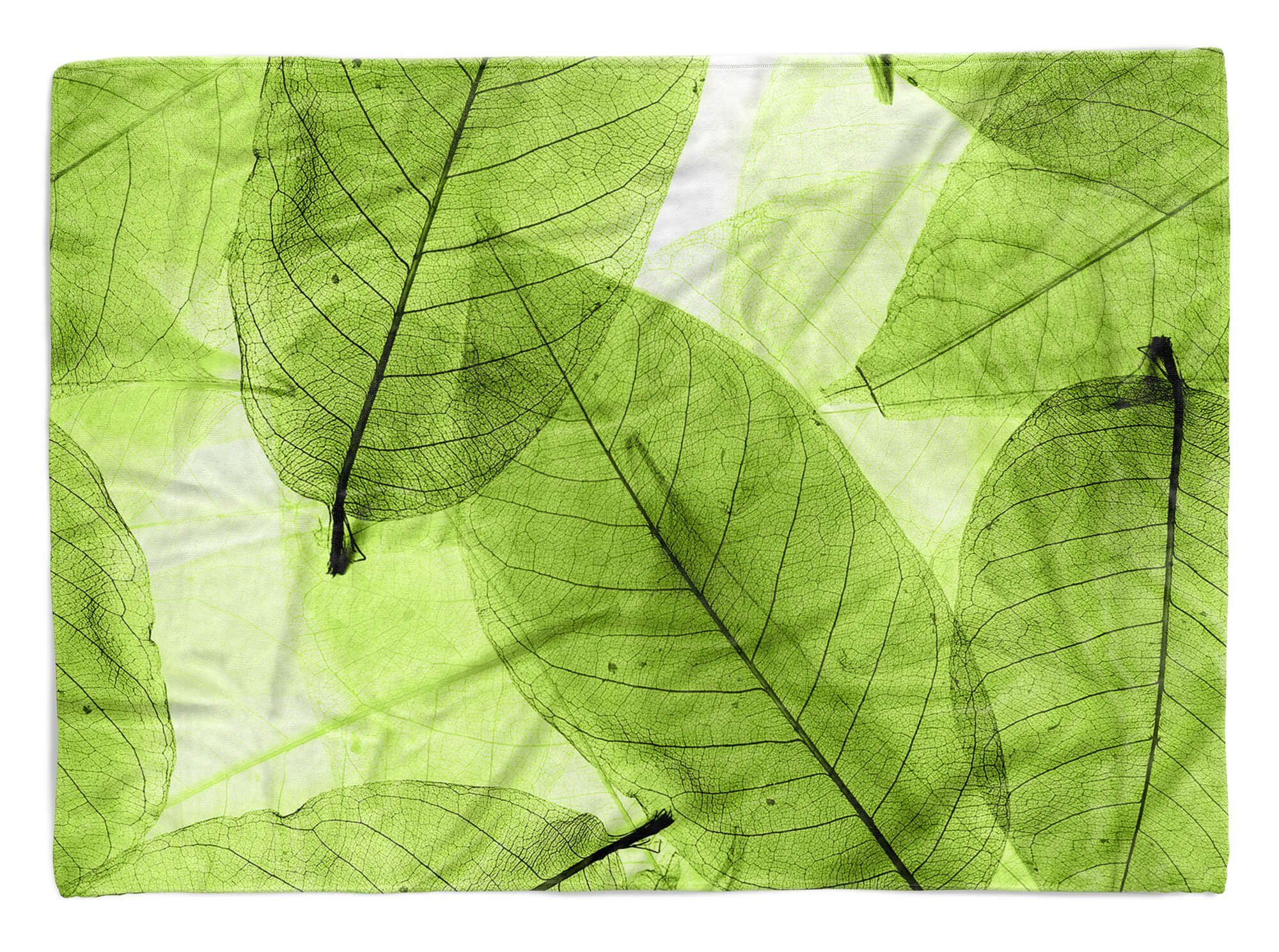 Sinus Art Handtücher Handtuch Strandhandtuch Saunatuch Kuscheldecke mit Fotomotiv Grüne Blätter Natu, Baumwolle-Polyester-Mix (1-St), Handtuch