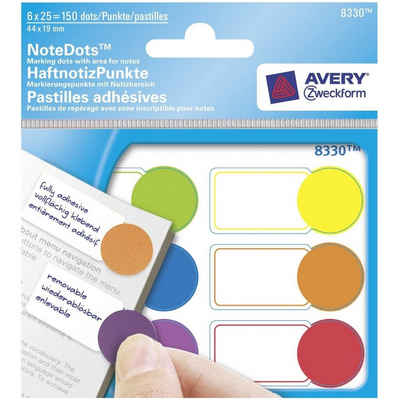 Avery Zweckform Haftnotizblock Haftnotiz-Punkte farbig sortiert, Notiz-Zettel Klebe-Zettel Lesezeichen Etikett Haftstreifen Flag