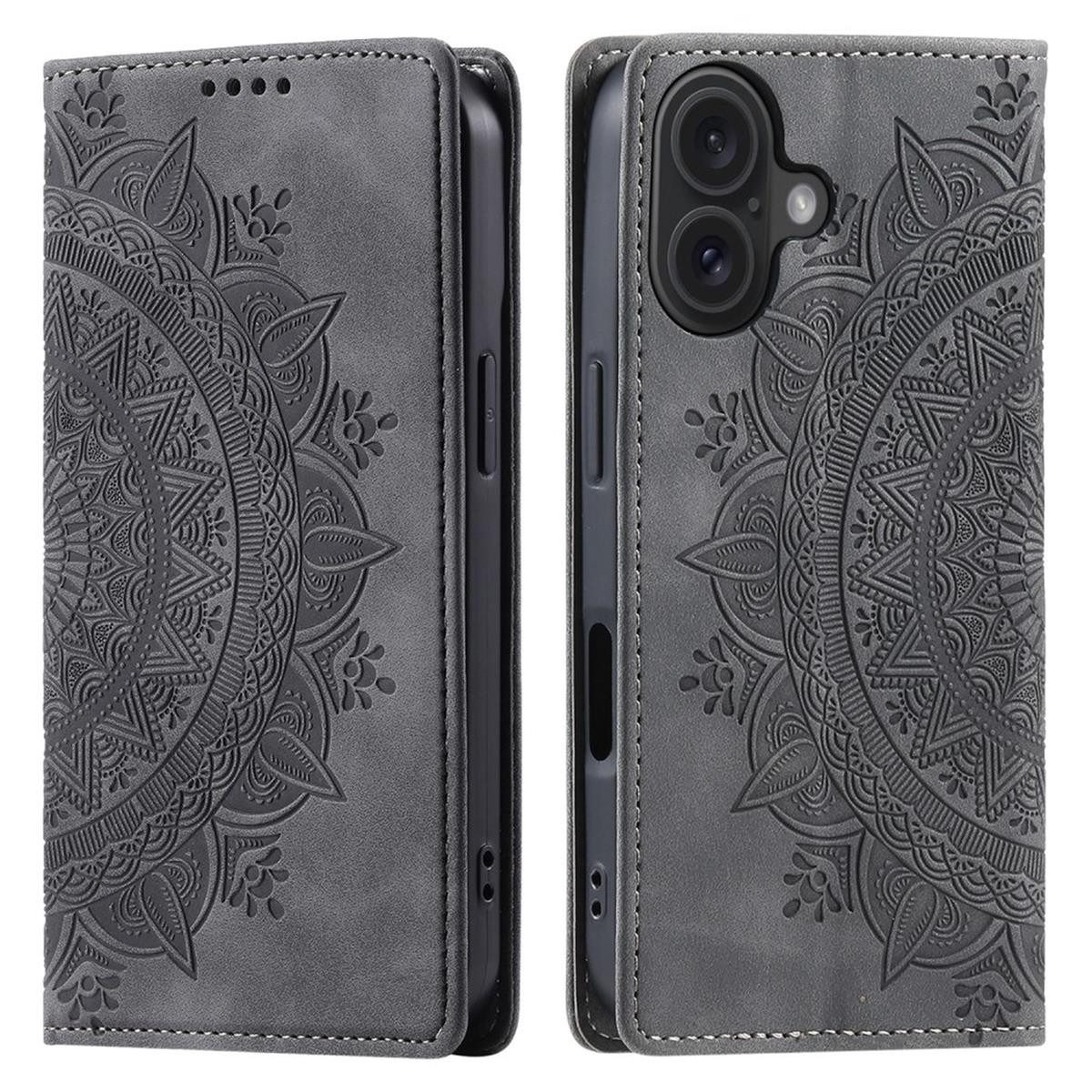 CoverKingz Handyhülle Hülle für Apple iPhone 16 Handyhülle Flip Case Cover Tasche Etui, Mandala