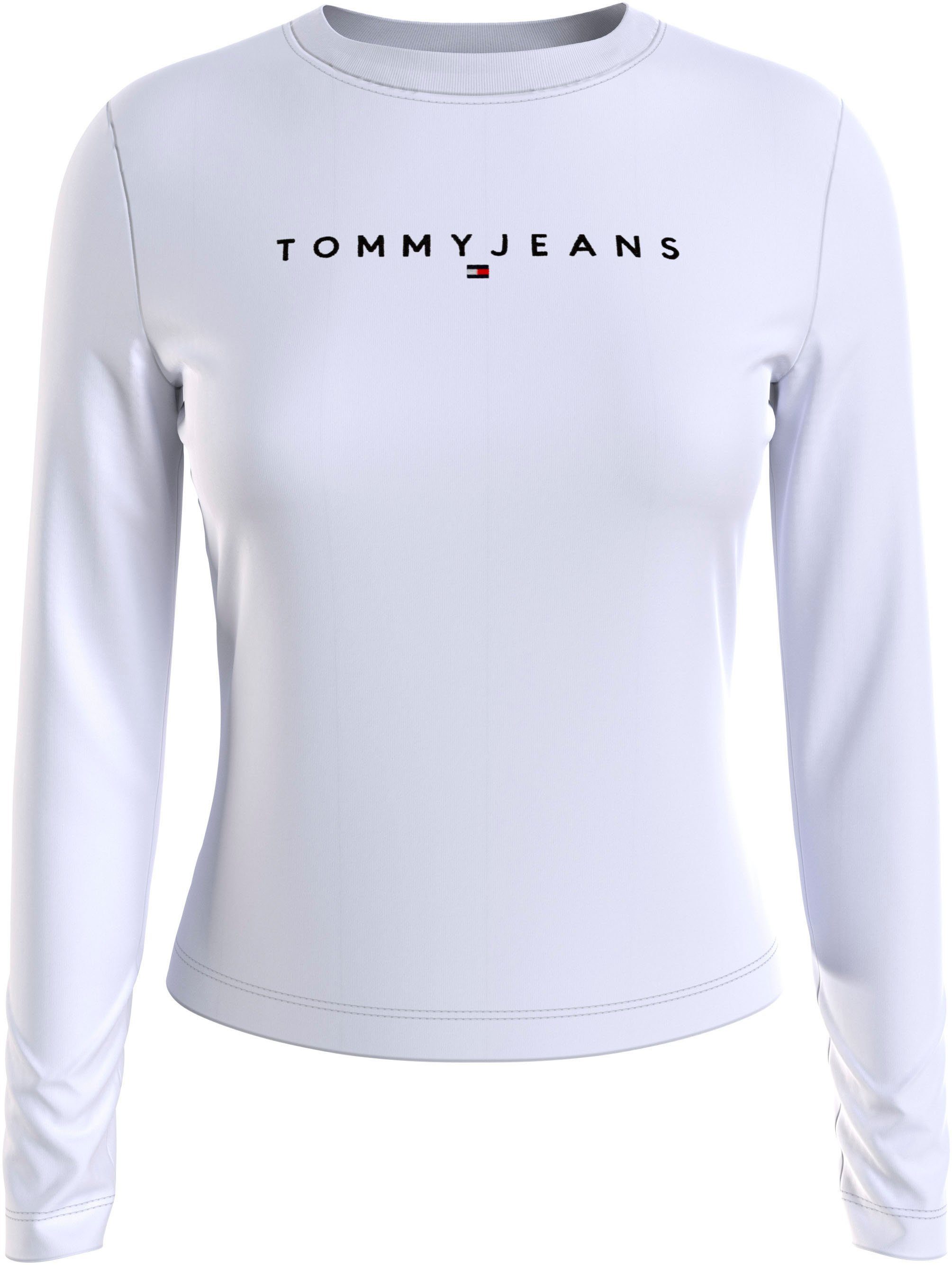 Tommy Jeans Langarmshirt Slim Linear Shirt Longsleeve mit Logostickerei White