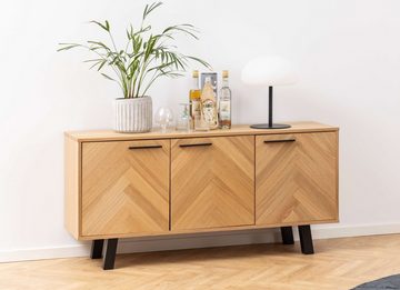 ACTONA GROUP Anrichte Brighton, Sideboard, Eichenfurnier, Fischgrätenmuster, 3 Türen, 2 Einlegeböden