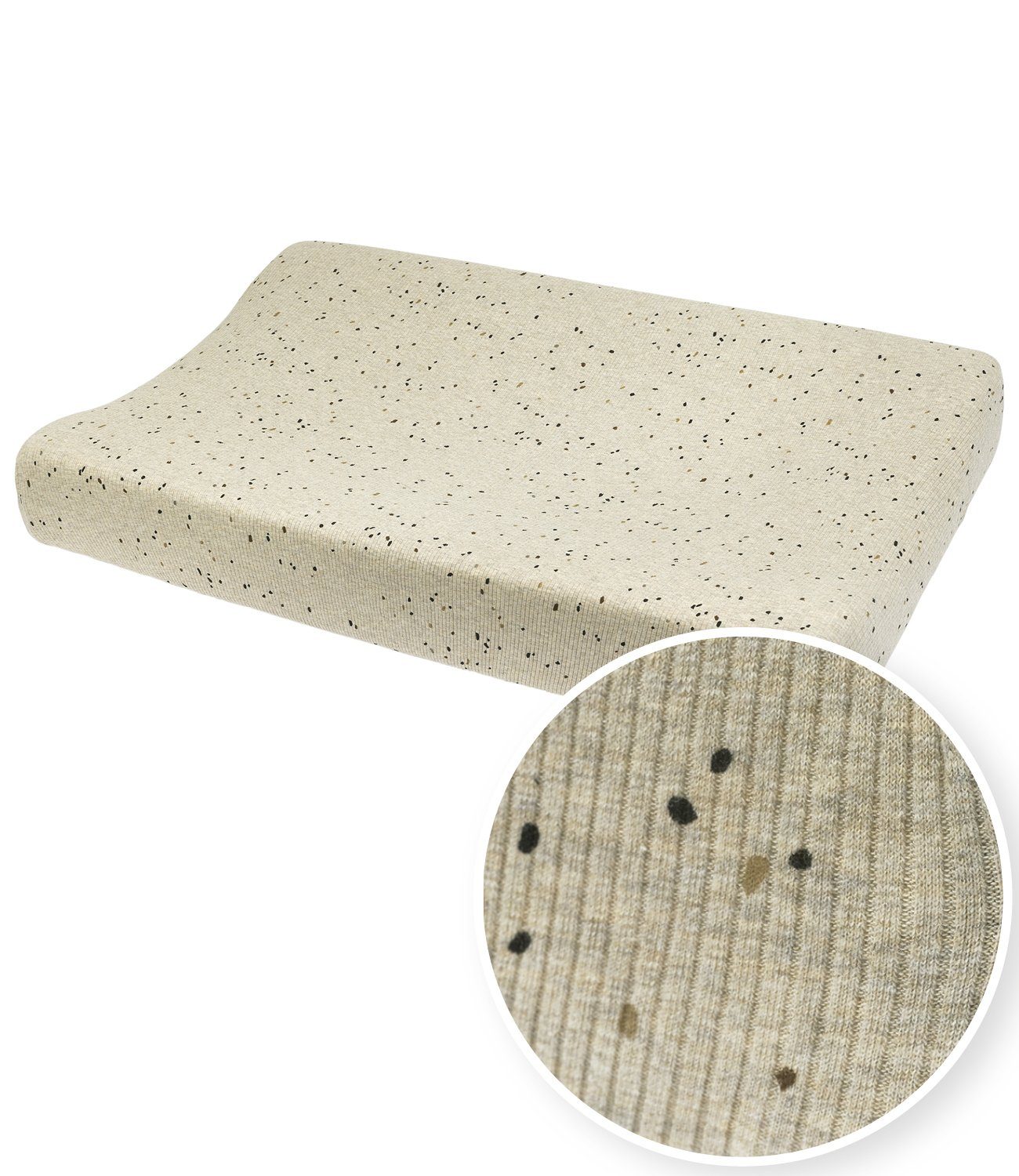 Meyco Baby Wickelauflagenbezug Rib Mini Spot Sand Melange (1-tlg), 50x70cm | Wickelauflagen-Bezüge