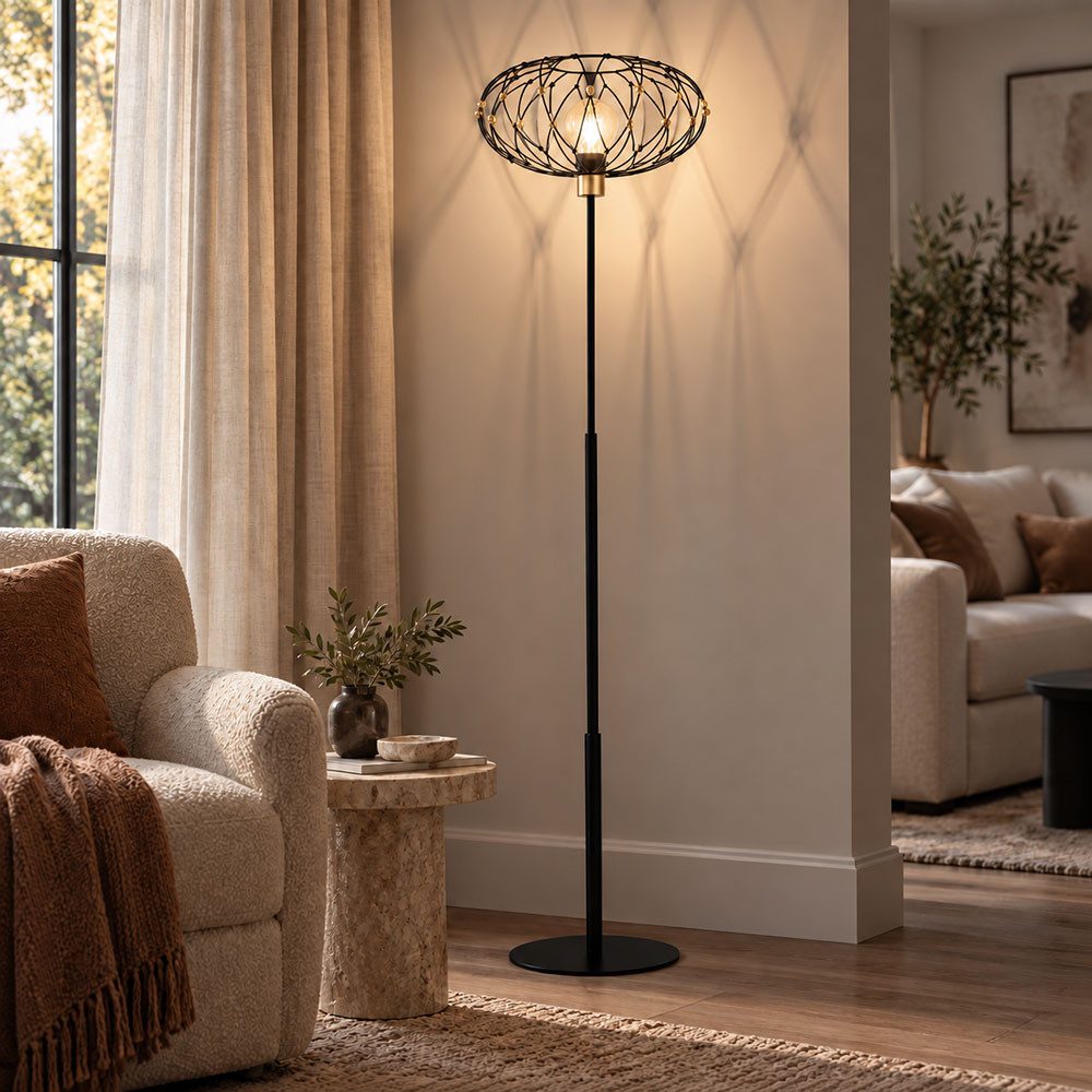 GLOBO LIGHTING Deckenfluter, Leuchtmittel inklusive, Warmweiß, Stehleuchte Standlampe Wohnzimmerleuchte Geflecht LED H 162 cm