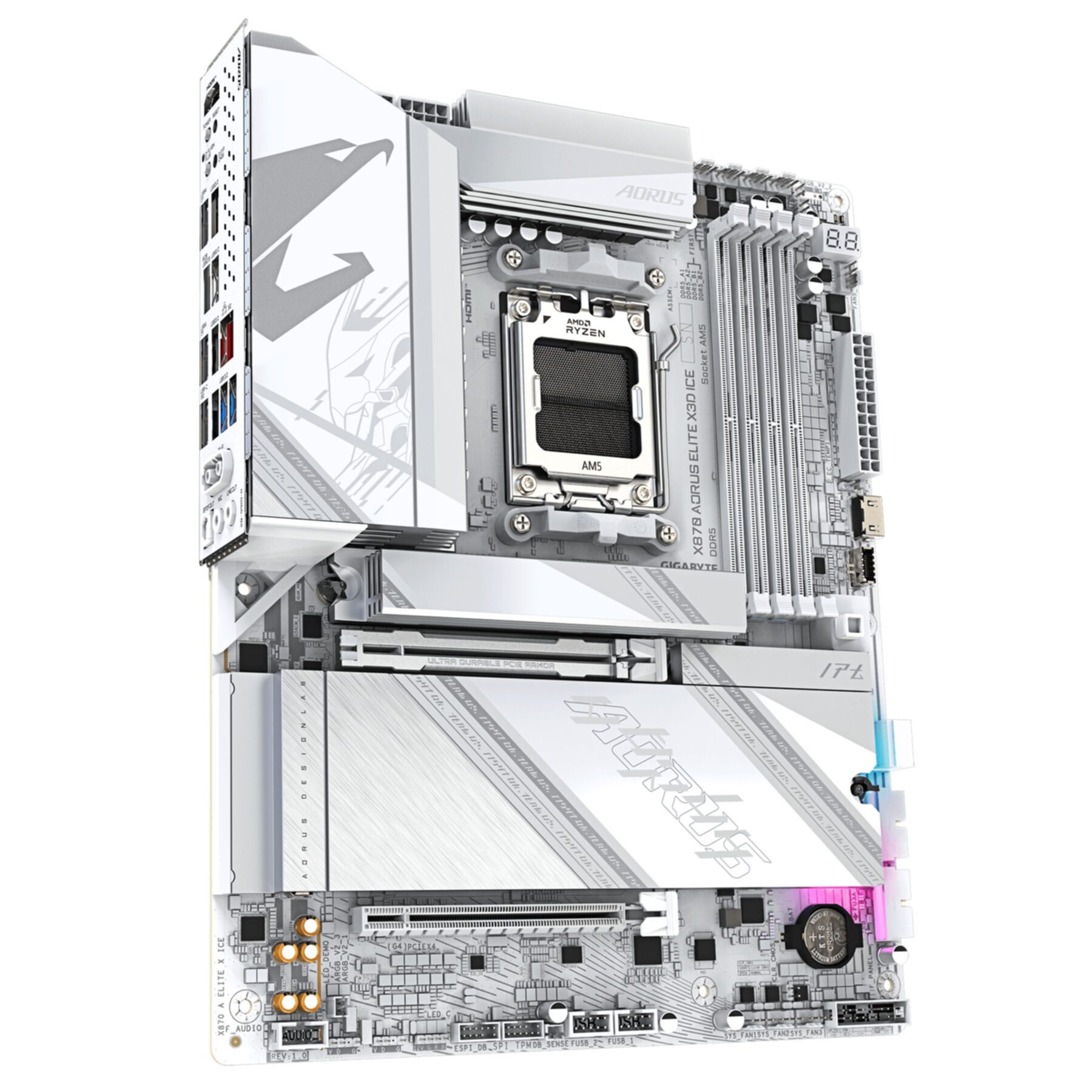 Gigabyte X870 AORUS ELITE X3D ICE Mainboard - Unterstützt AMD Ryzen 9000 Prozes Mainboard – Bild 3 von 5