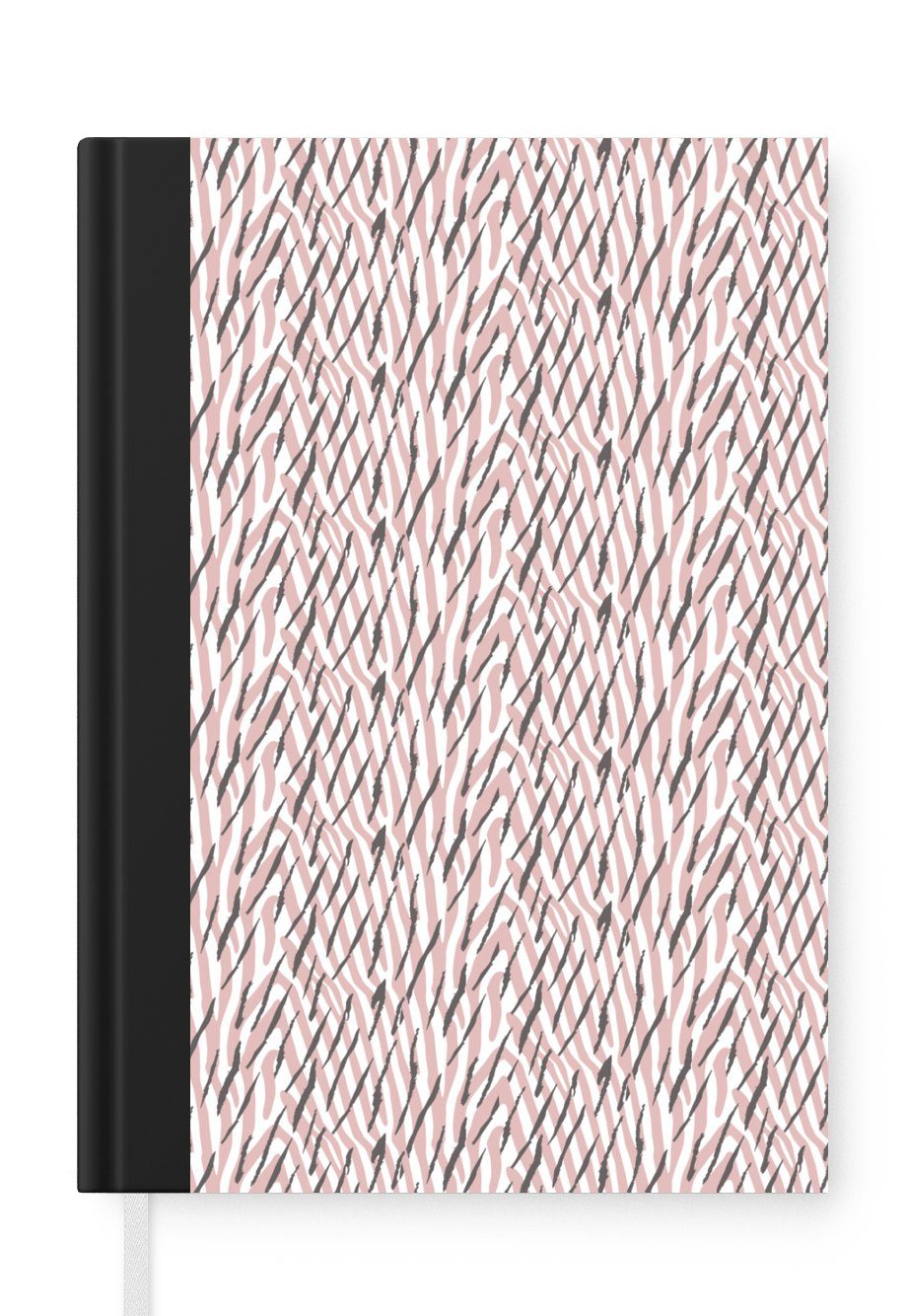 MuchoWow Notizbuch Druck - Zebra - Rosa - Grau, Journal, Merkzettel, Tagebuch, Notizheft, A5, 98 Seiten, Haushaltsbuch